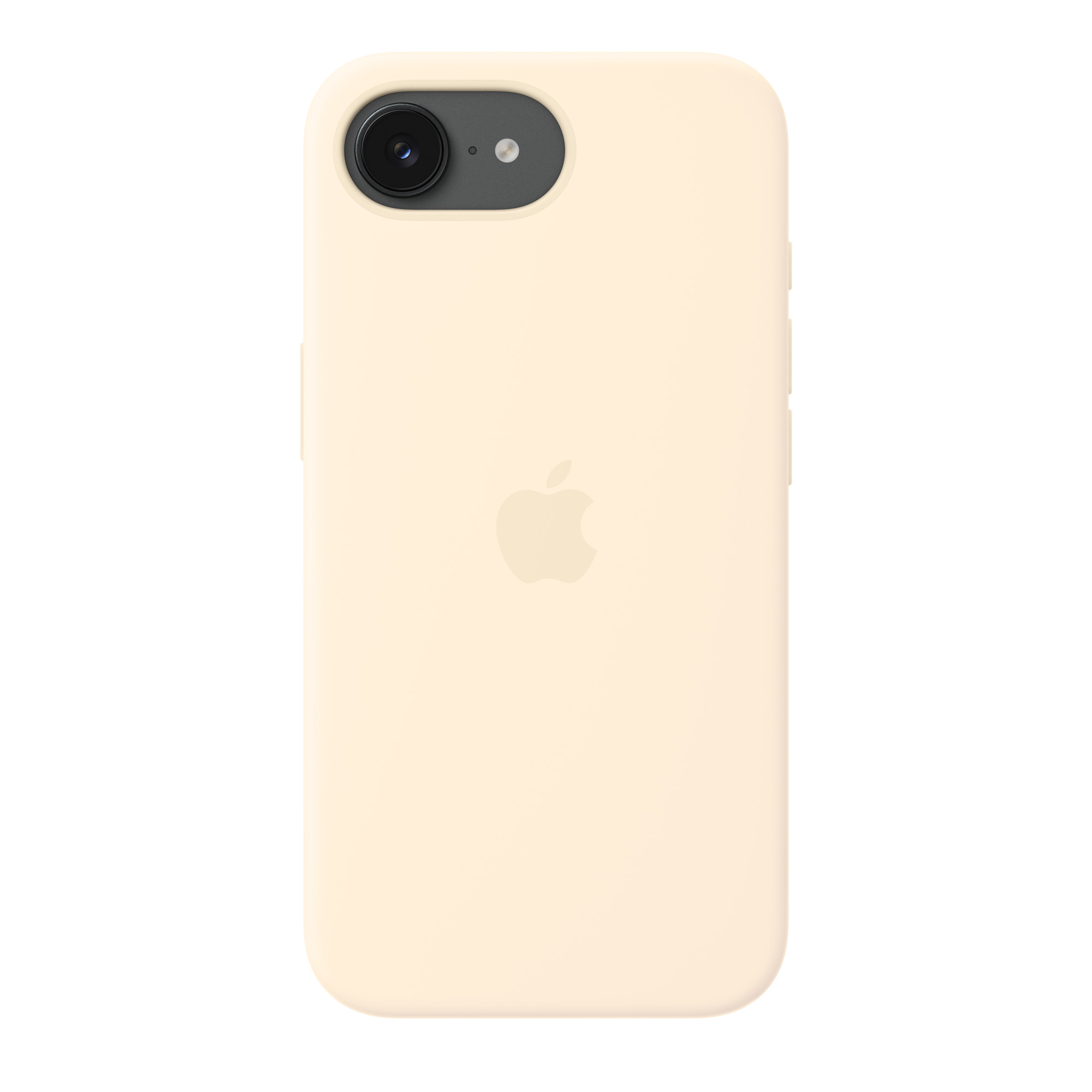 Világossárga iPhone tok látható kamerával és Apple logóval.