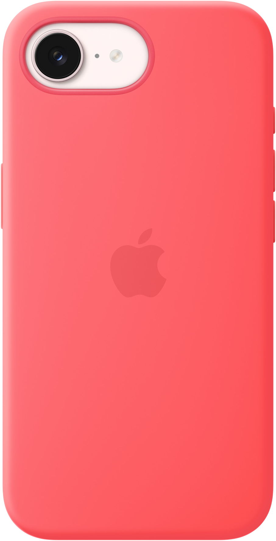 Piros telefon hátlap Apple logóval és bal felső kameraszemmel.