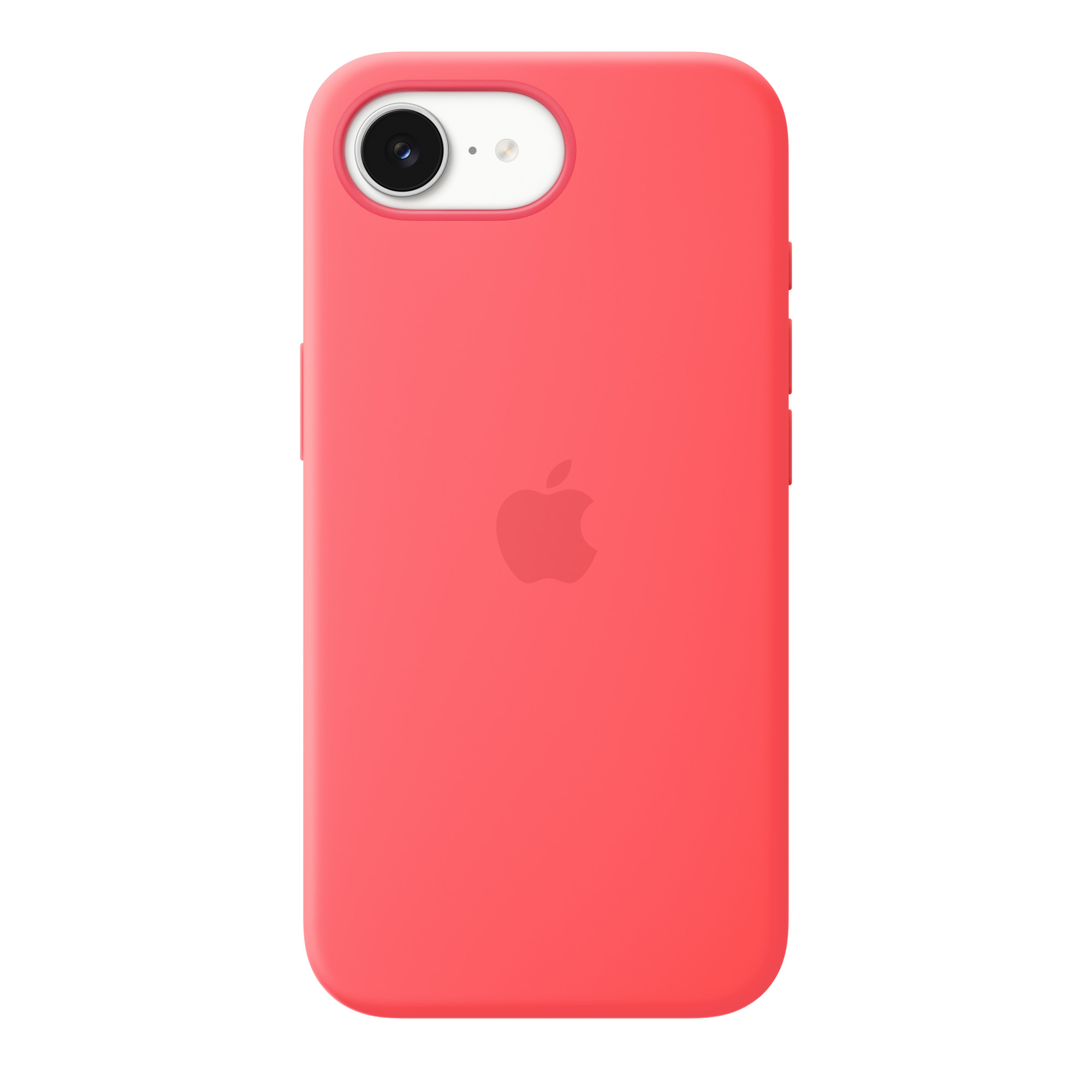 Piros telefontok Apple logóval és kamera kivágással.
