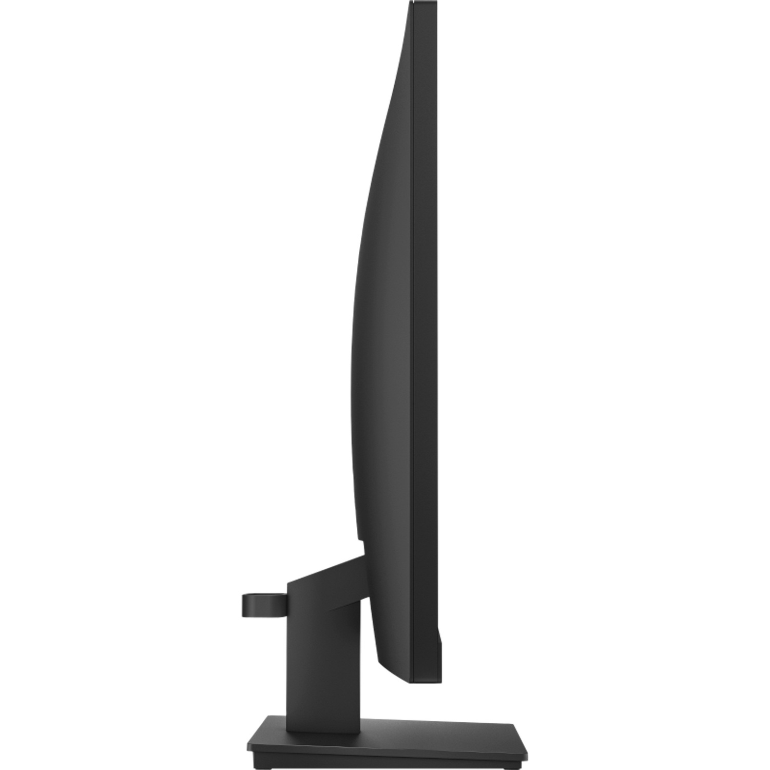 Black computer monitor in profile view against a white background.