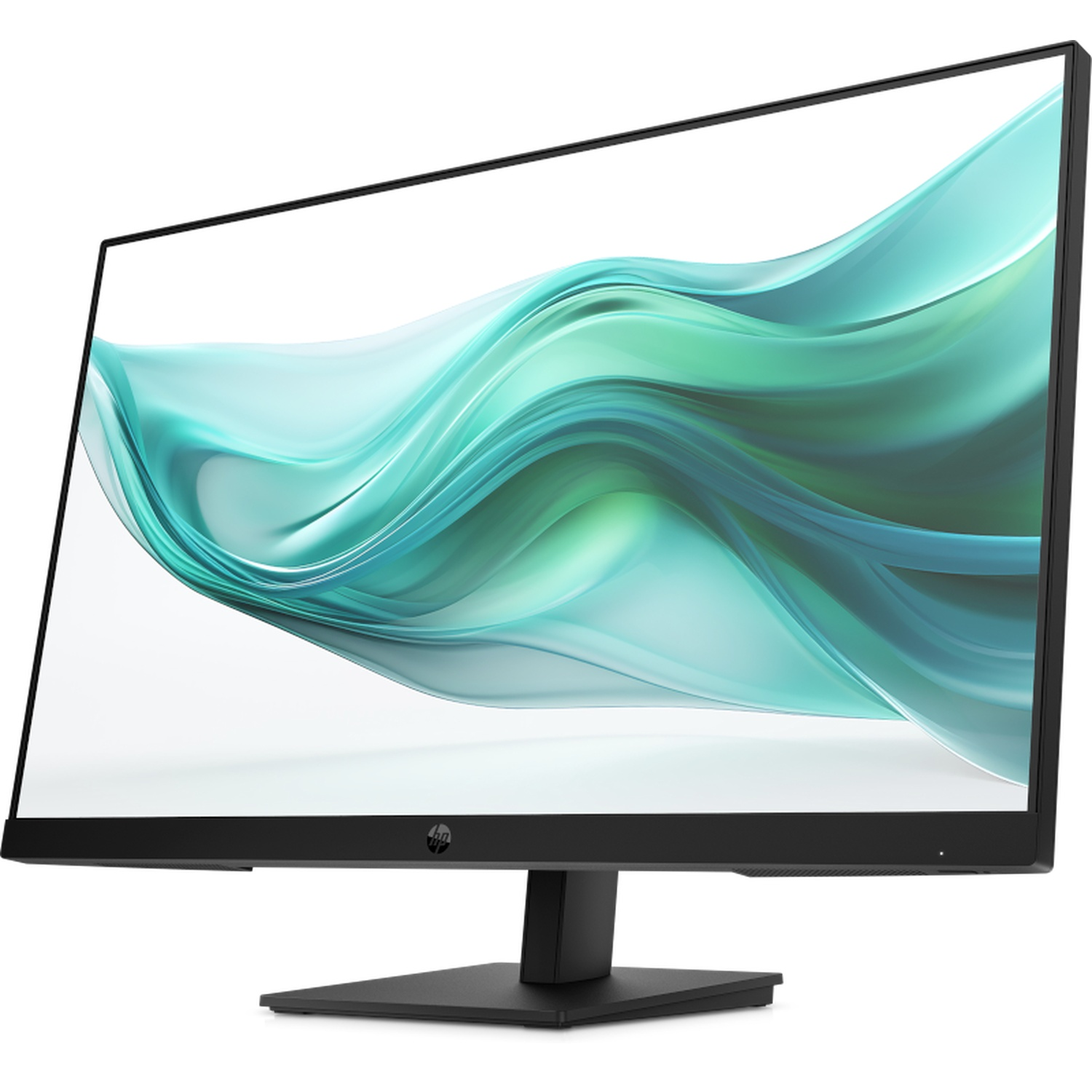 Black monitor displaying a green and blue wavy pattern on screen.