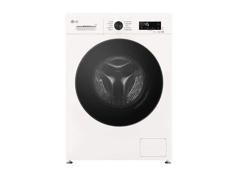 LG F2NX10S7NWB LAVATRICE SLIM, Caricamento frontale, 7 kg, 12 programmi, Profondità 44 cm, Giri 1200 rpm, Ivory White, livello rumorosità centrifuga 75 dB(A), Classe A