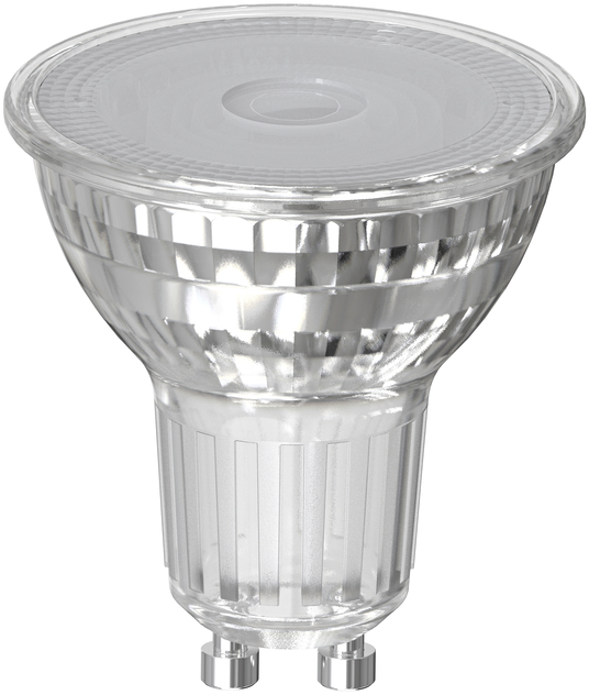 Une ampoule transparente avec une base argentée, gros plan.