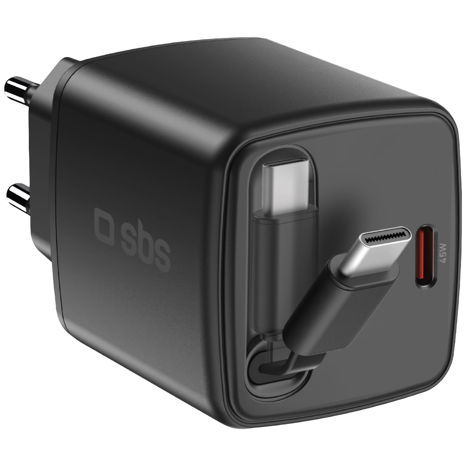 Sbs 1xusb-c + Built-in Cable 45w Blk Thuislader
