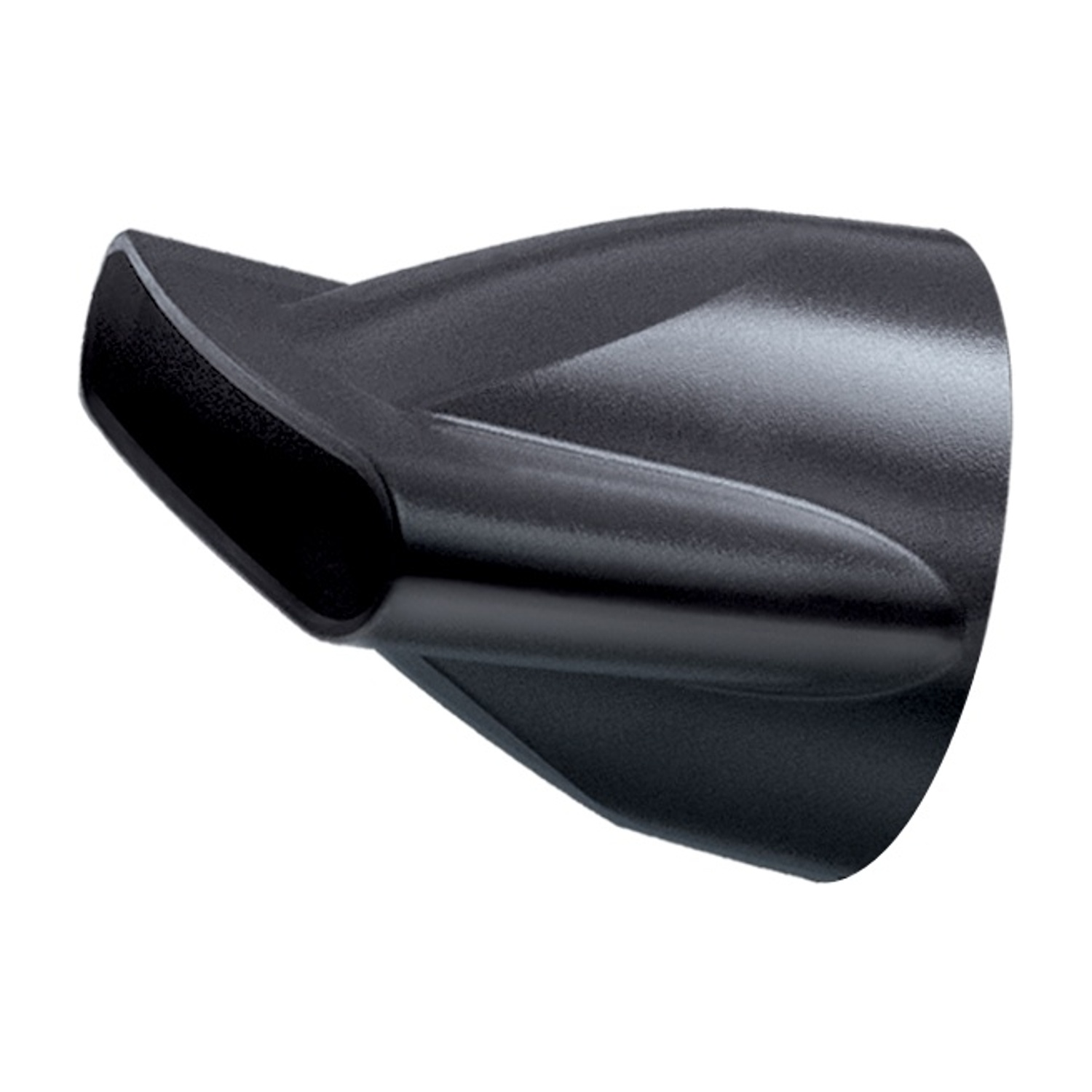Un accessorio nero e aerodinamico per asciugacapelli con ugello stretto.
