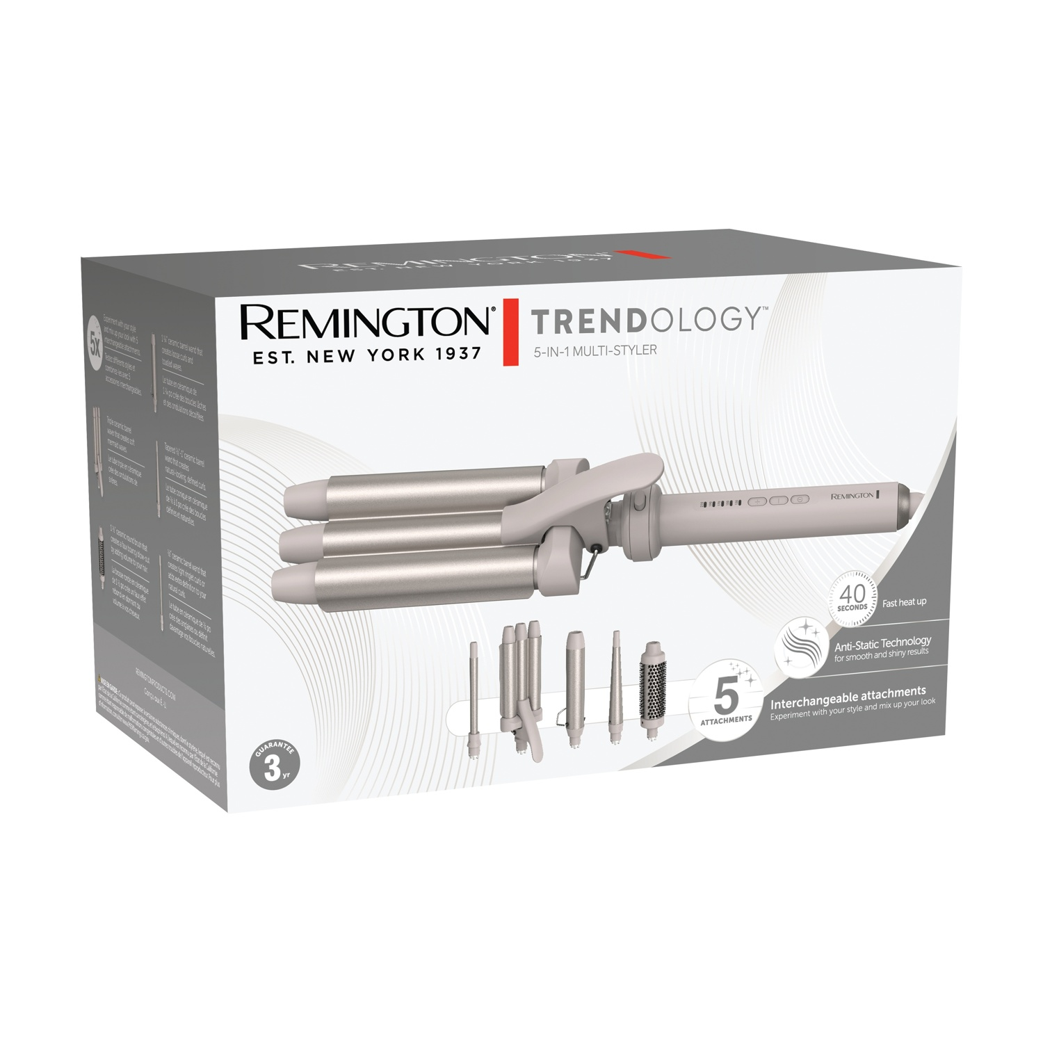 Remington Trendology Multi-Styler 5-in-1 con accessori e riscaldamento in 40 secondi.