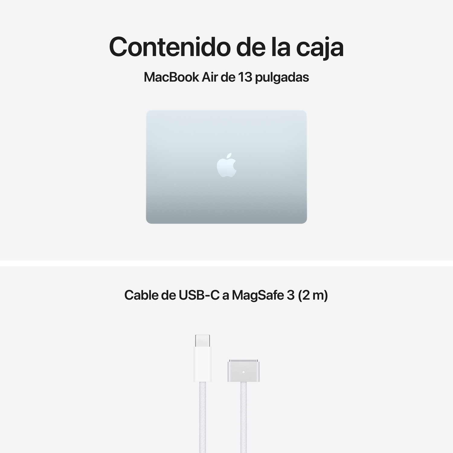Un MacBook Air y un cable USB-C a MagSafe 3.