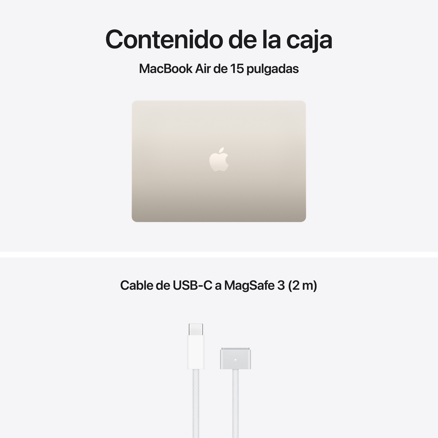 Un MacBook Air y un cable USB-C a MagSafe 3.