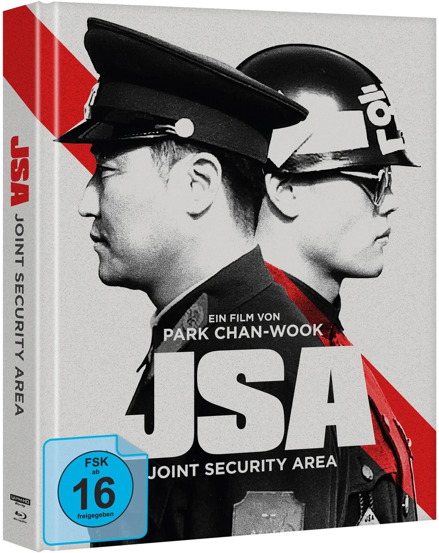 Filmcover: Zwei Soldaten, eine rote Fahne, JSA Schriftzug, FSK 16 Siegel.