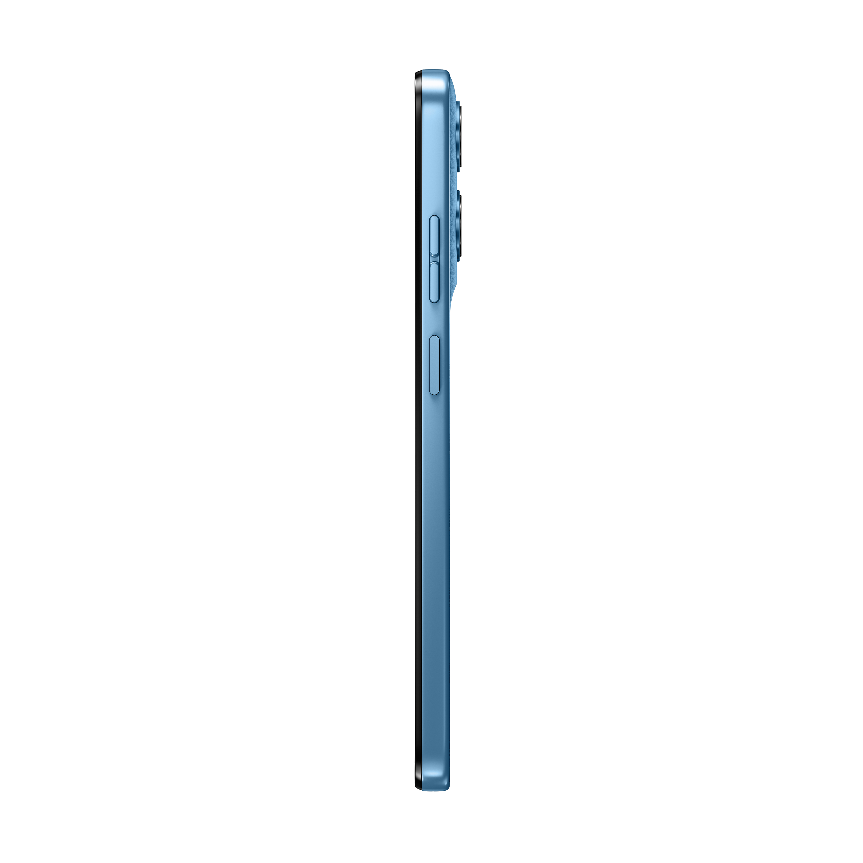 Blaue Smartphone-Seite mit Tasten und Kameralinsen.