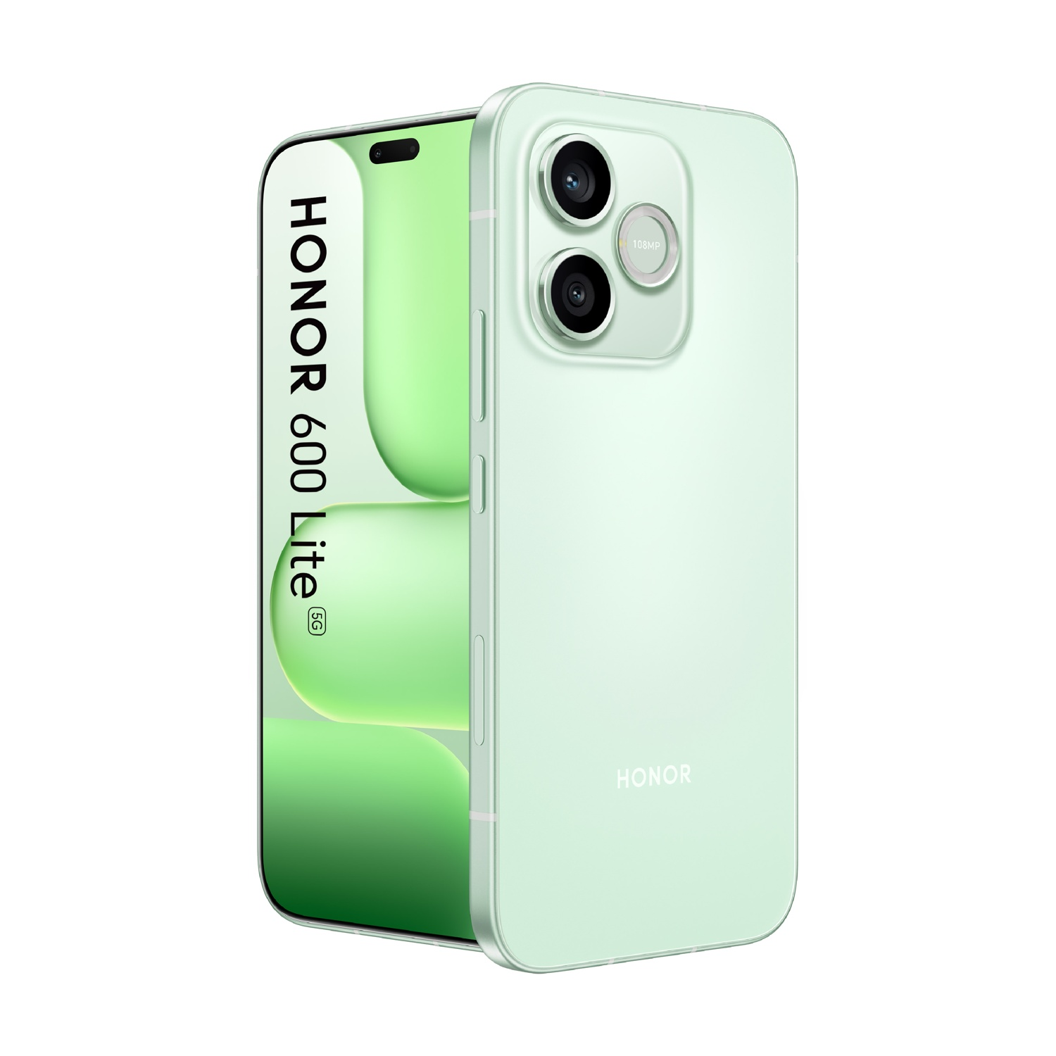 Uno smartphone Honor 60 Lite verde chiaro con due fotocamere sul retro.