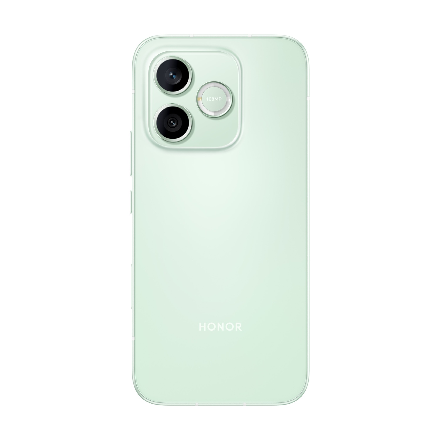 Retro di uno smartphone verde chiaro con due fotocamere e logo HONOR.