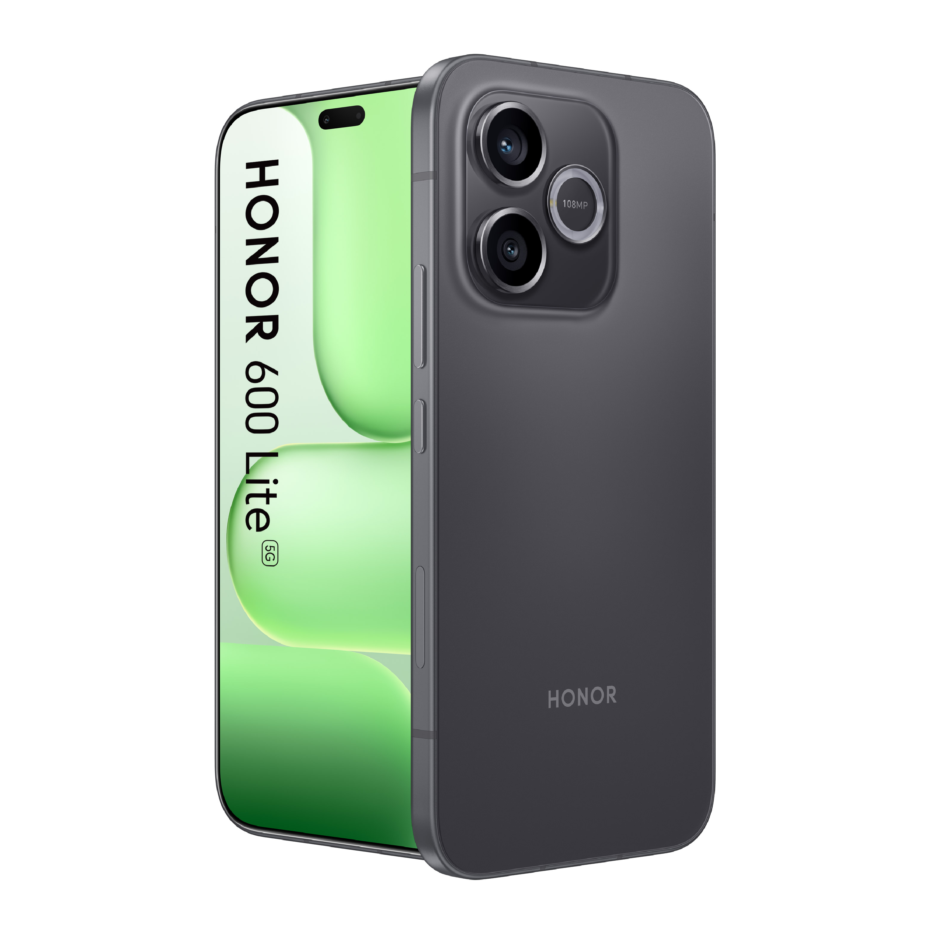 Uno smartphone HONOR 60 Lite grigio con tre fotocamere, 108MP.