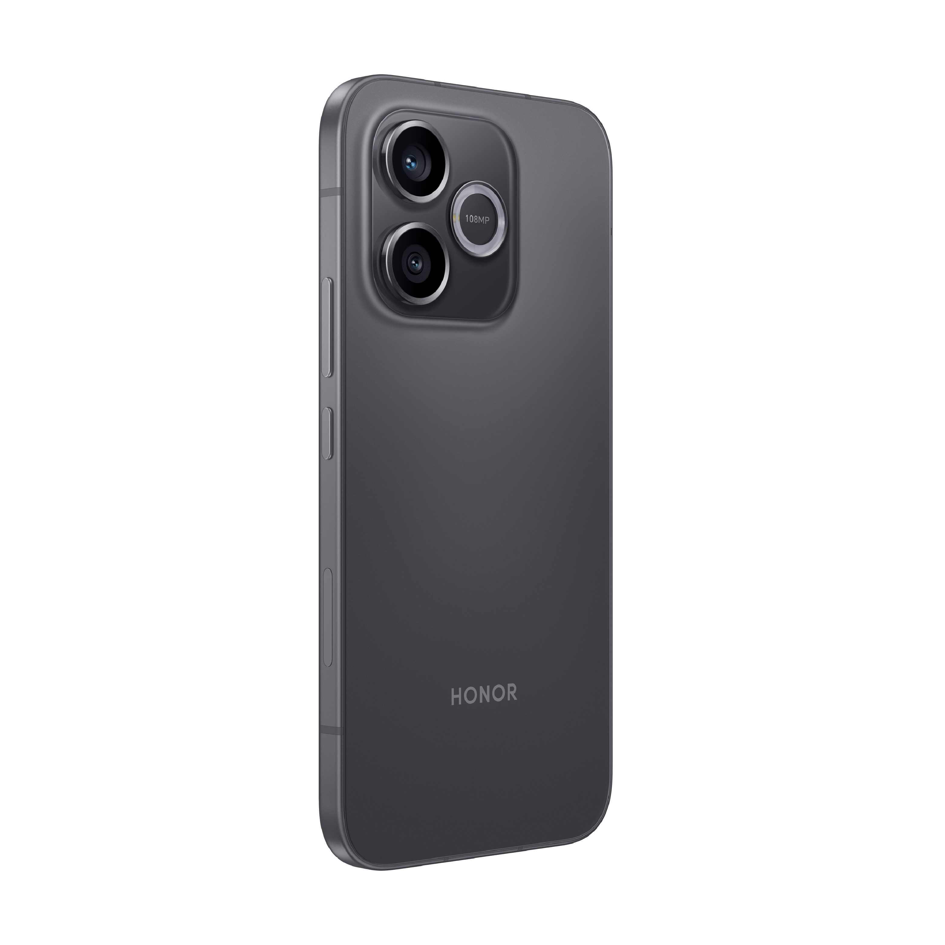 Smartphone grigio scuro con tripla fotocamera e logo HONOR.