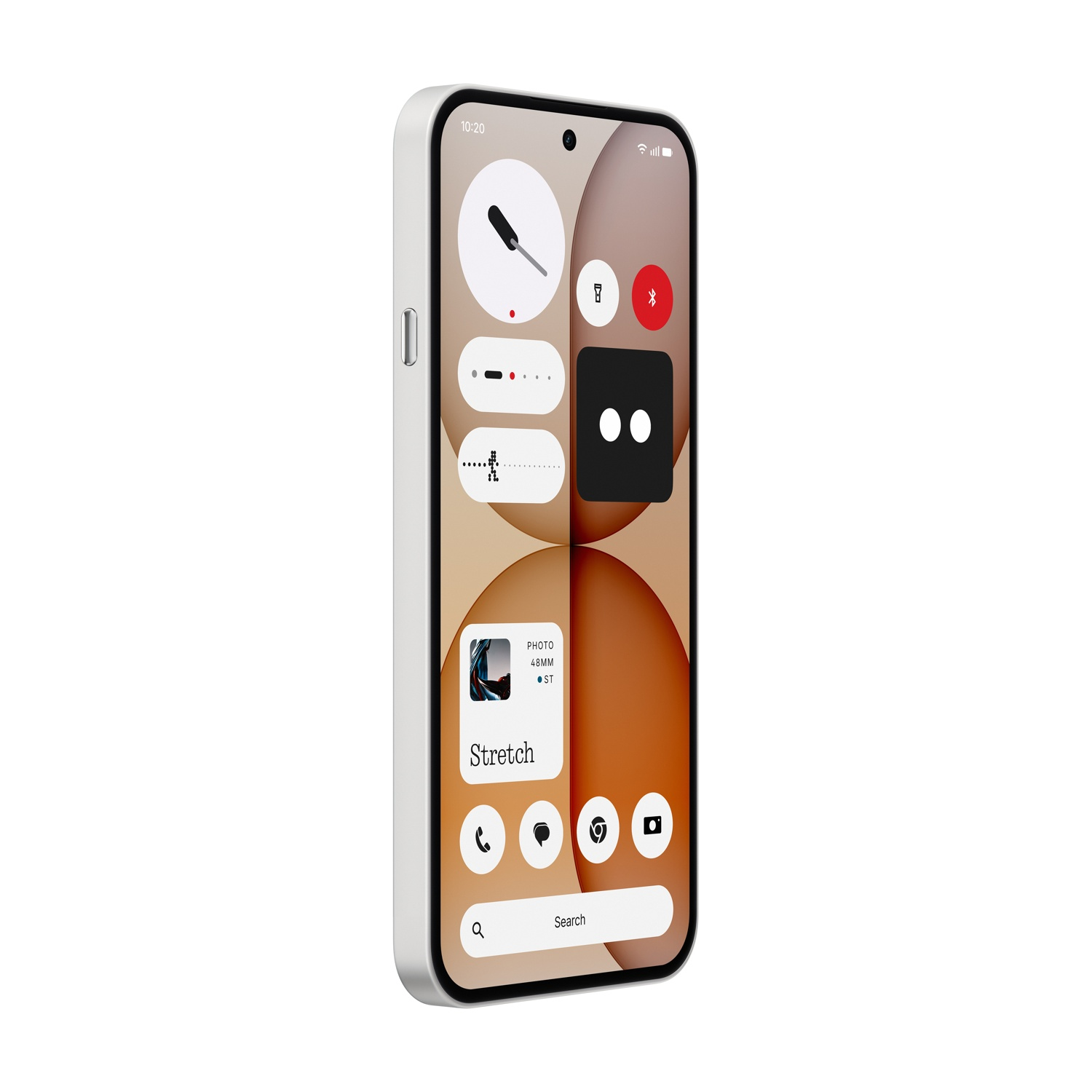 Uno smartphone bianco con uno sfondo colorato e icone di app sullo schermo.