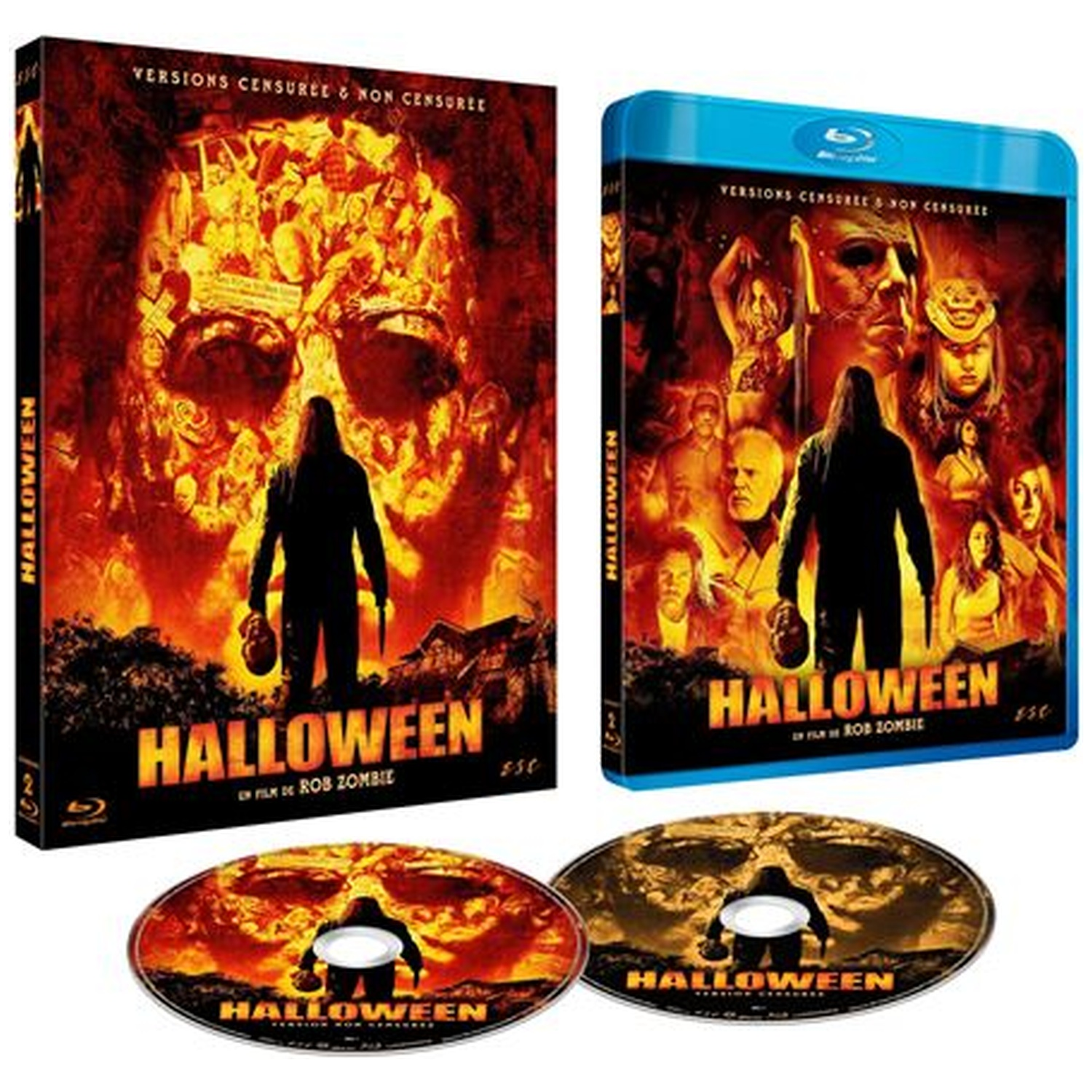 La Blu-ray Halloween et disques avec Michael Myers en design de crâne.