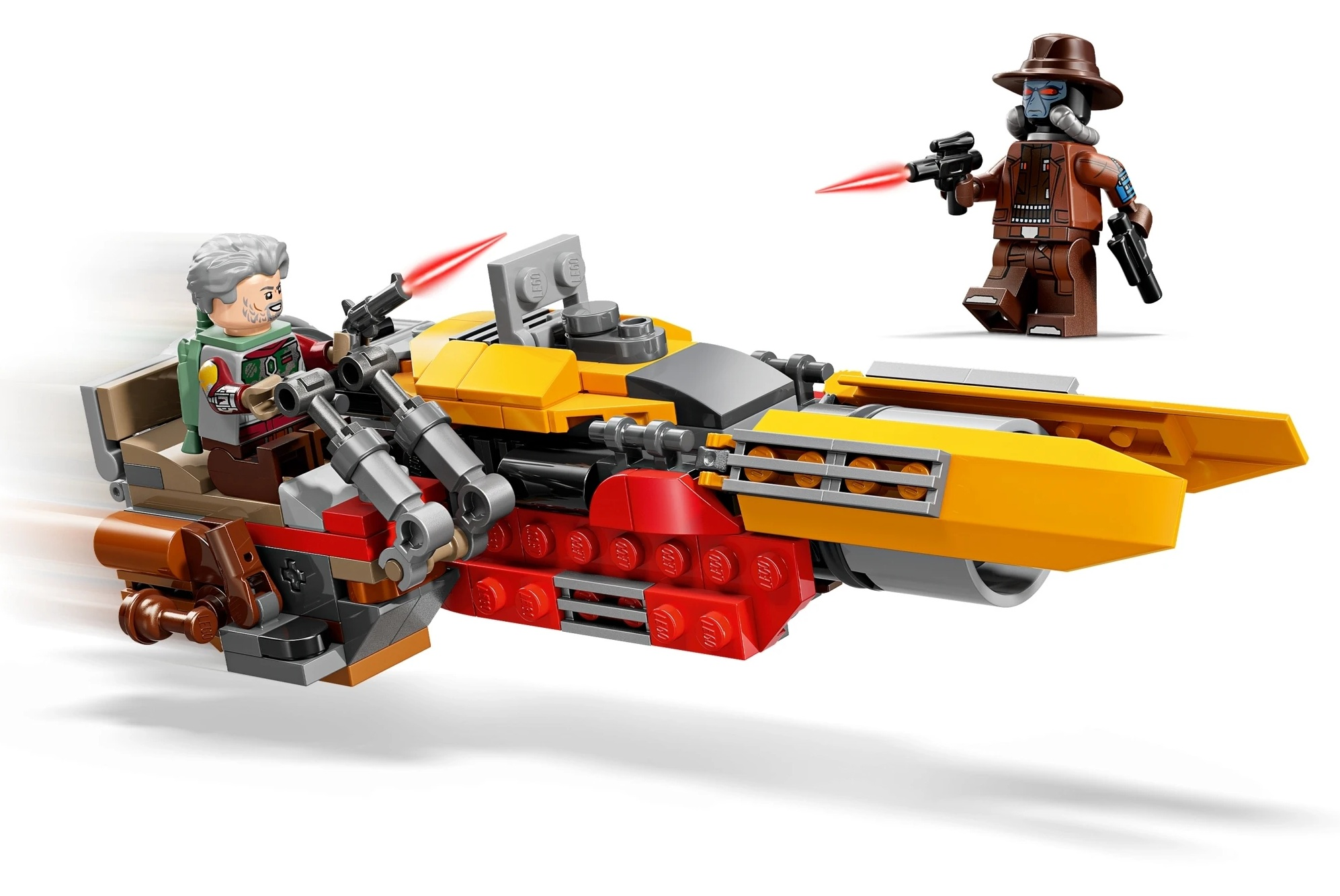 Mężczyzna w statku kosmicznym z drugim mężczyzną celującym z broni.