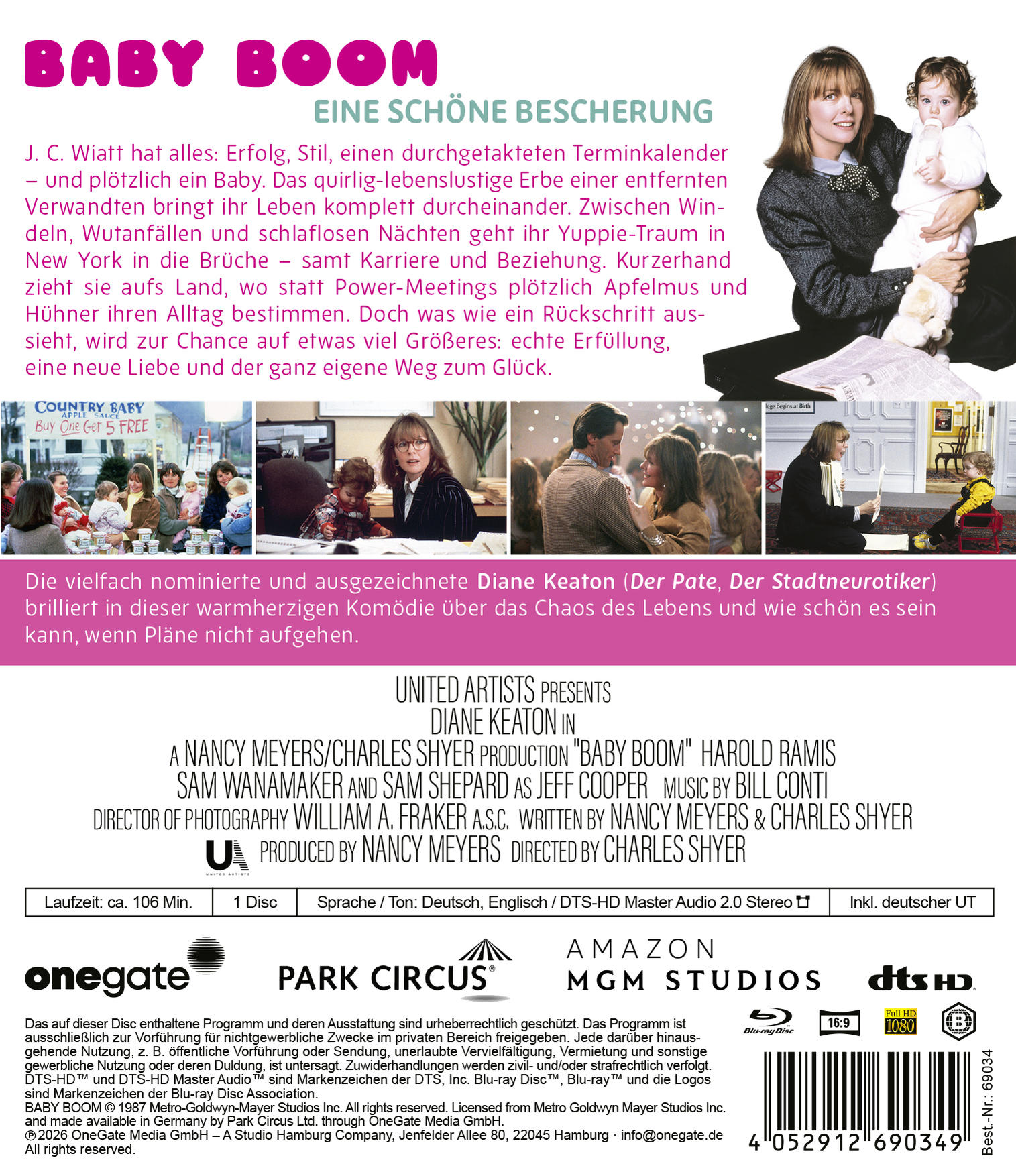 Filmposter mit Diane Keaton, die ein Baby hält, und Szenen aus dem Film.