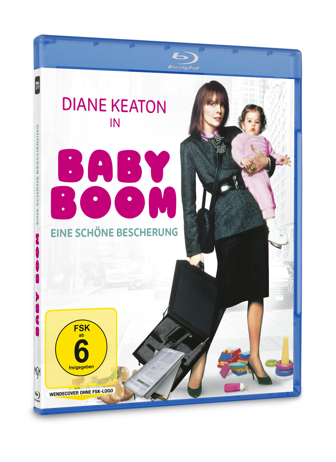 Diane Keaton hält ein Baby in den Armen, Blu-ray Cover von Baby Boom.