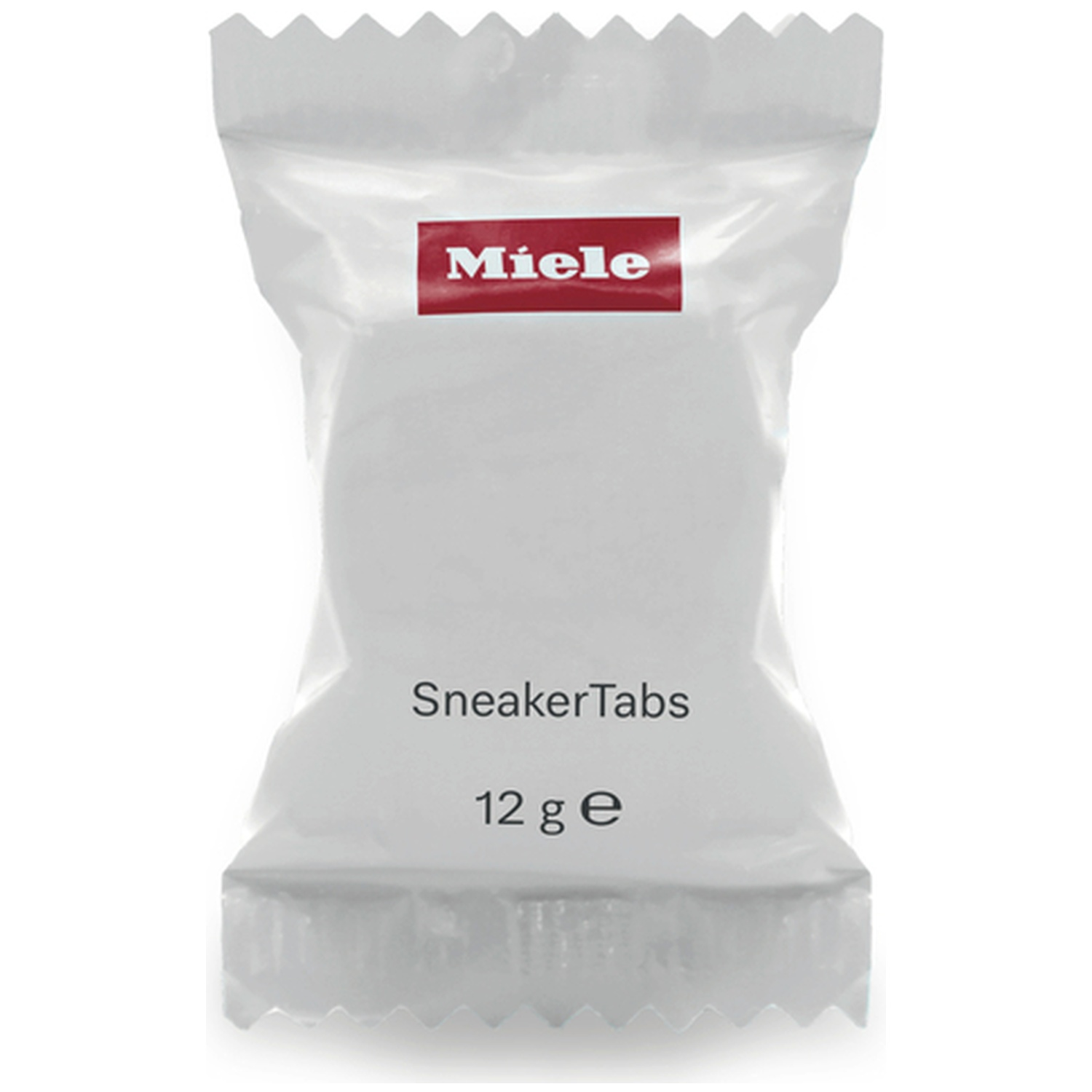 Miele SneakerTabs 12g cleaner in white packaging with red logo.
