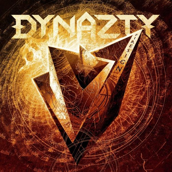 Das Albumcover zeigt den Bandnamen DYNAZTY und das Wort FIRESIGN, mit geometrischen Formen.