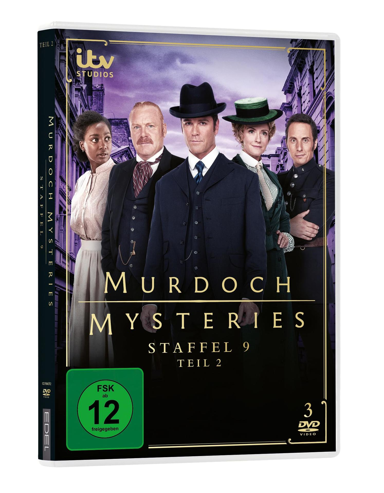 DVD-Cover von Murdoch Mysteries Staffel 9, Teil 2 mit fünf Darstellern.
