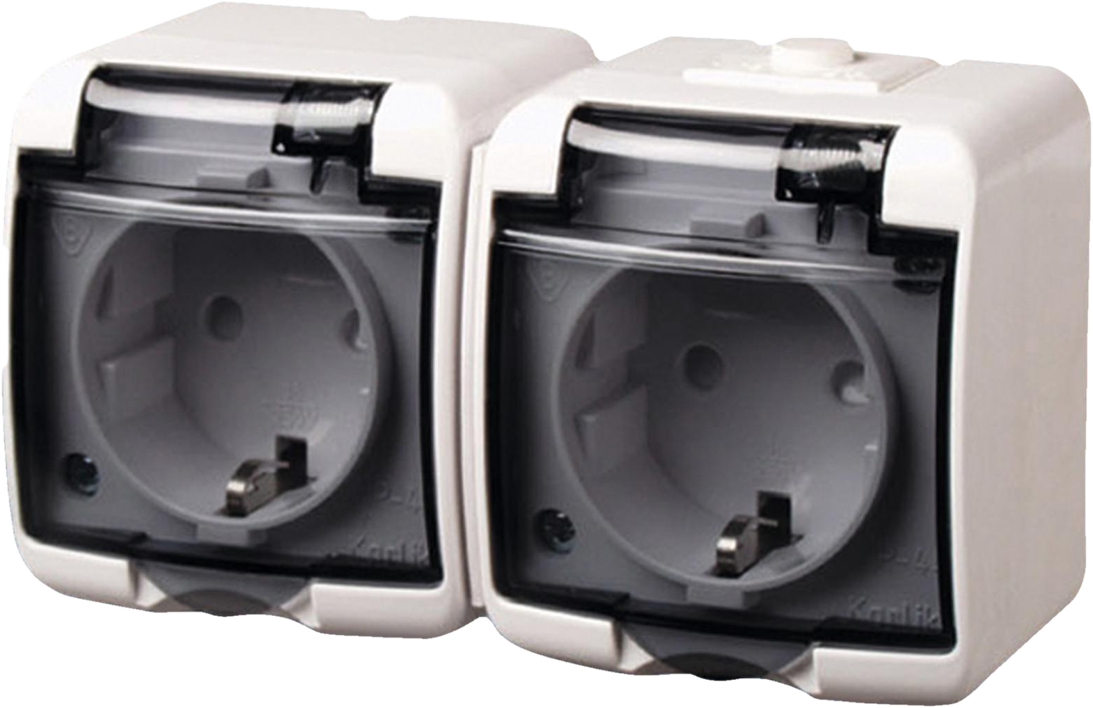 GAO 2 férőhelyes földelt aljzat, kültéri, IP44, 230V, fehér-füst (22121)