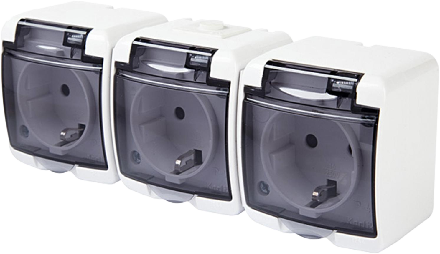 GAO 3 férőhelyes földelt aljzat, kültéri, IP44, 230V, fehér-füst (22131)