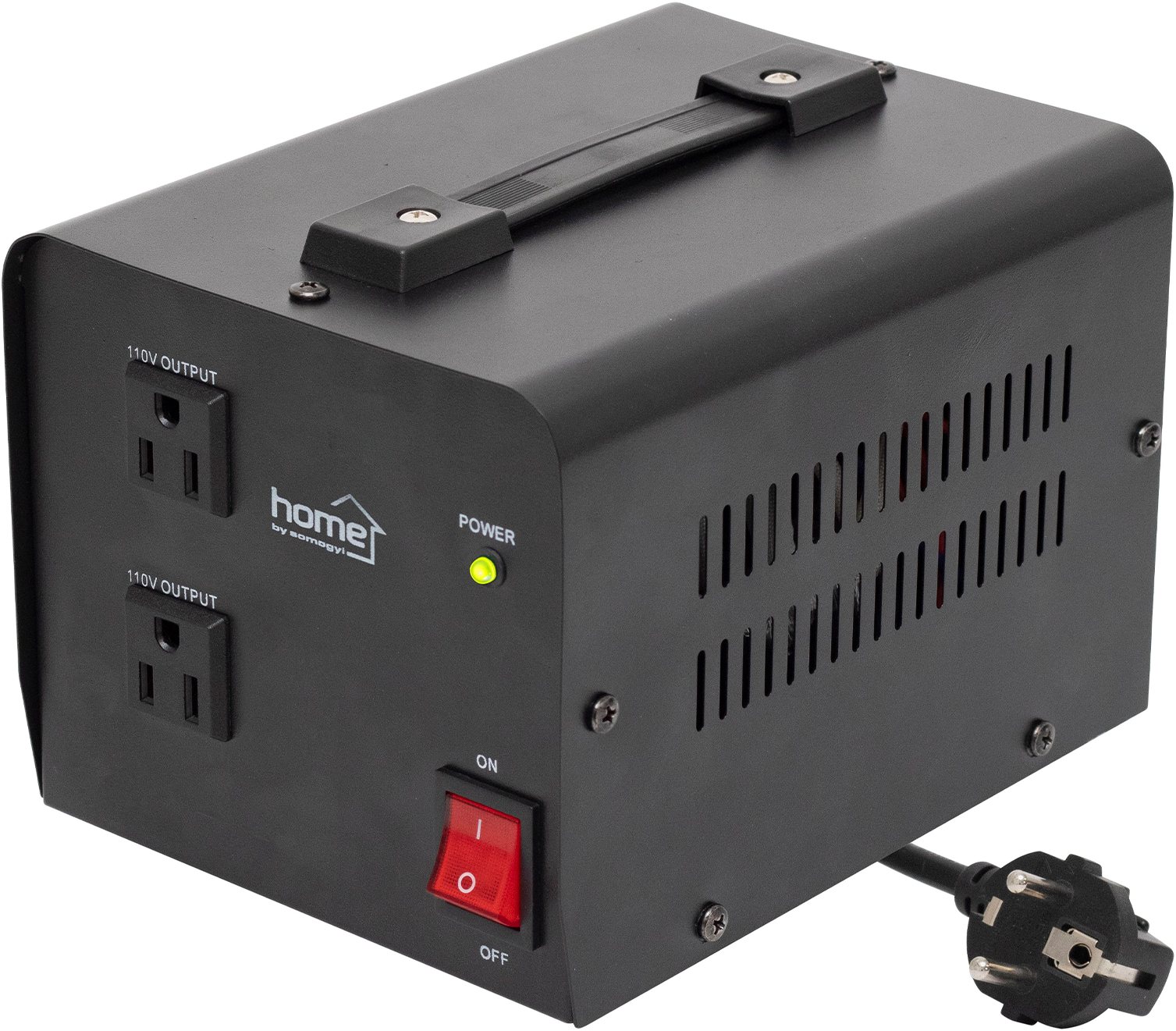 HOME Feszültségátalakító, 230V/110V transzformátor, max 1000VA/800W, 2x110V kimeneti aljzat (VTF1000VA)