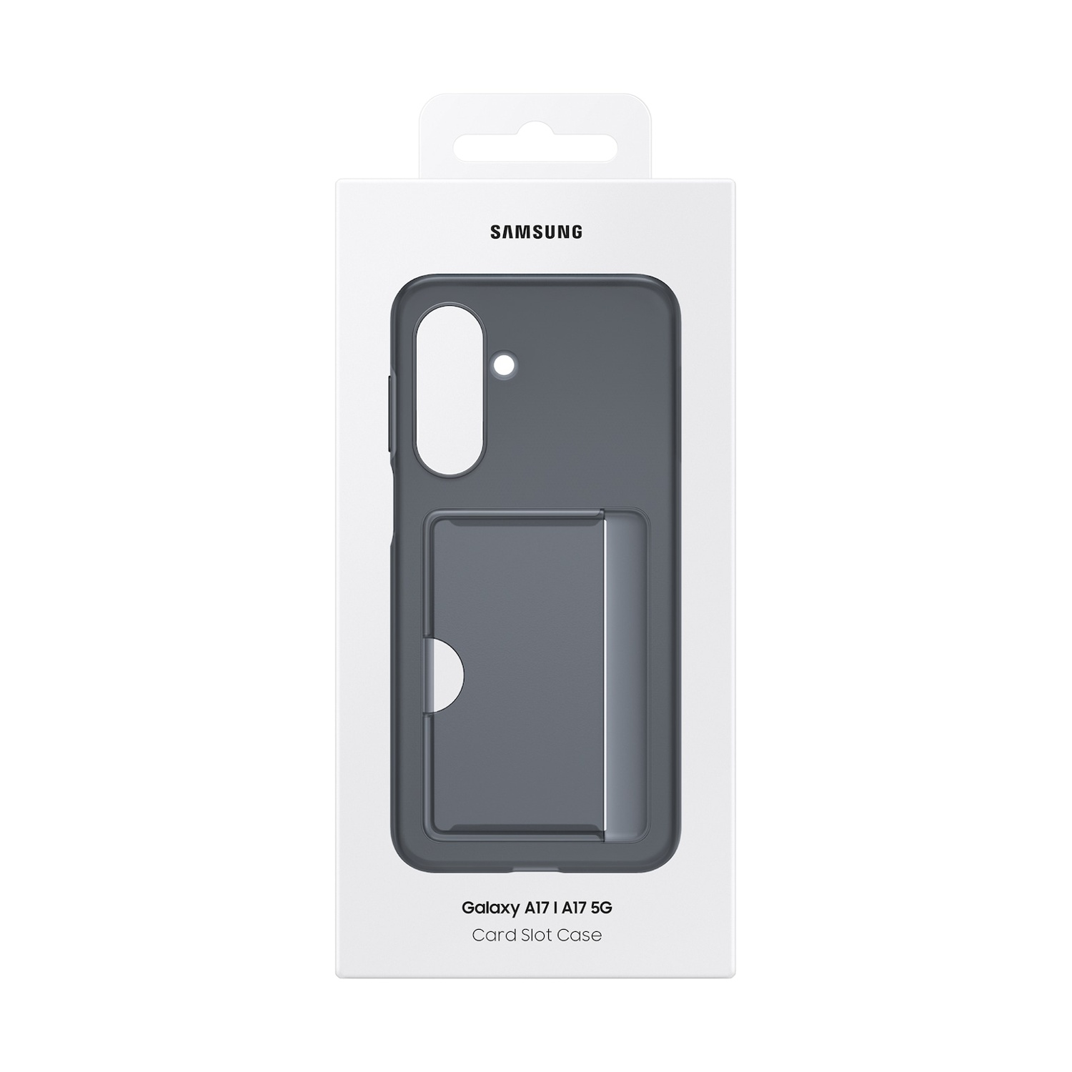 Custodia grigia Samsung per telefono con slot per carte.