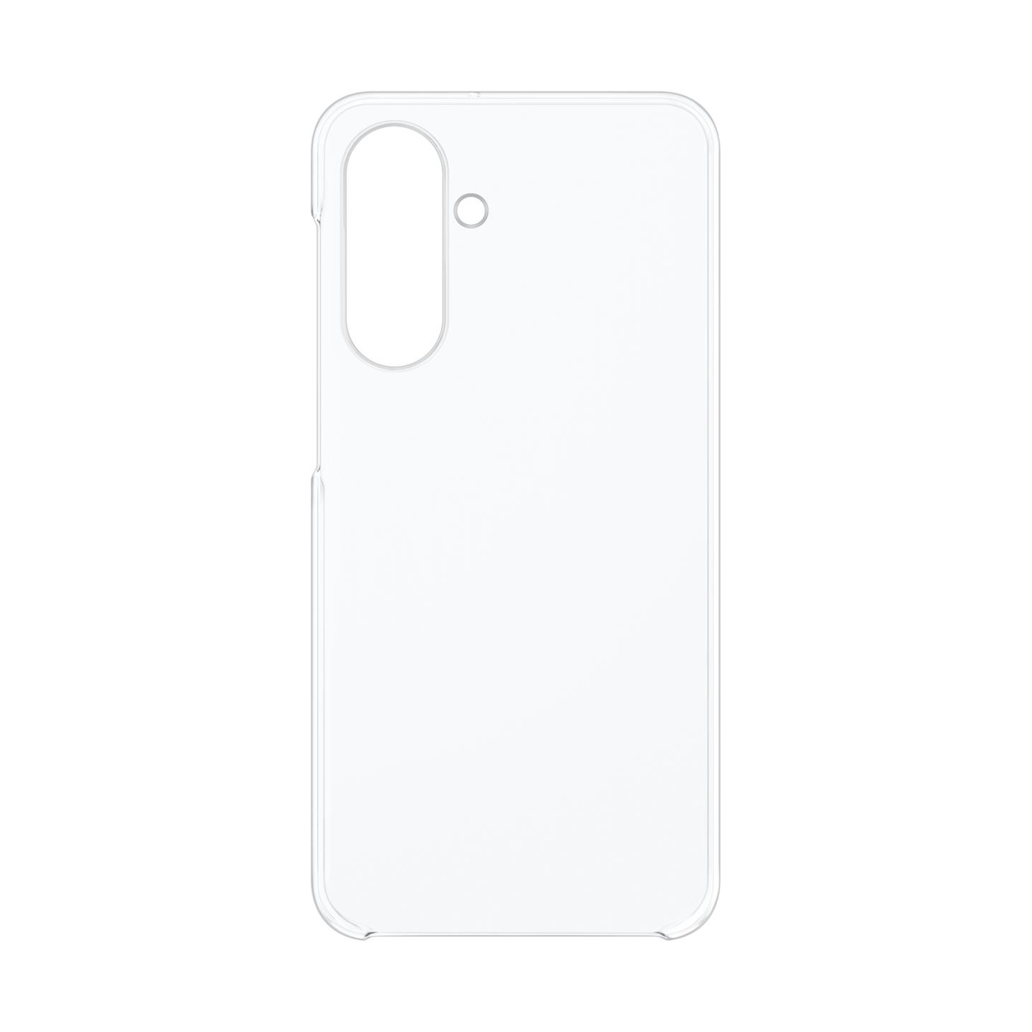 Custodia trasparente per telefono con ritagli per fotocamera e flash.