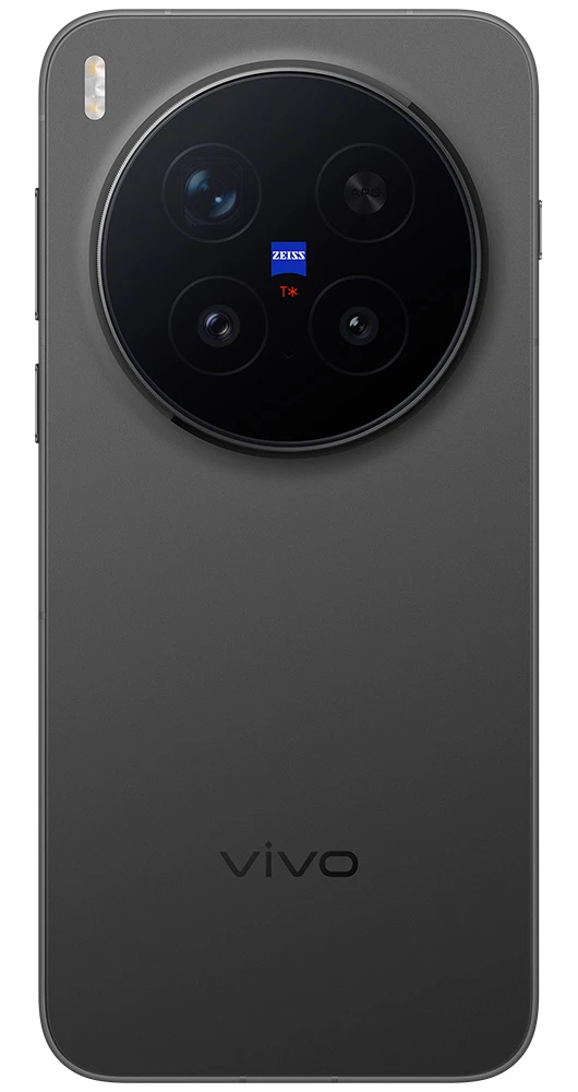 Parte trasera de un smartphone gris con módulo de cámara redondo grande.