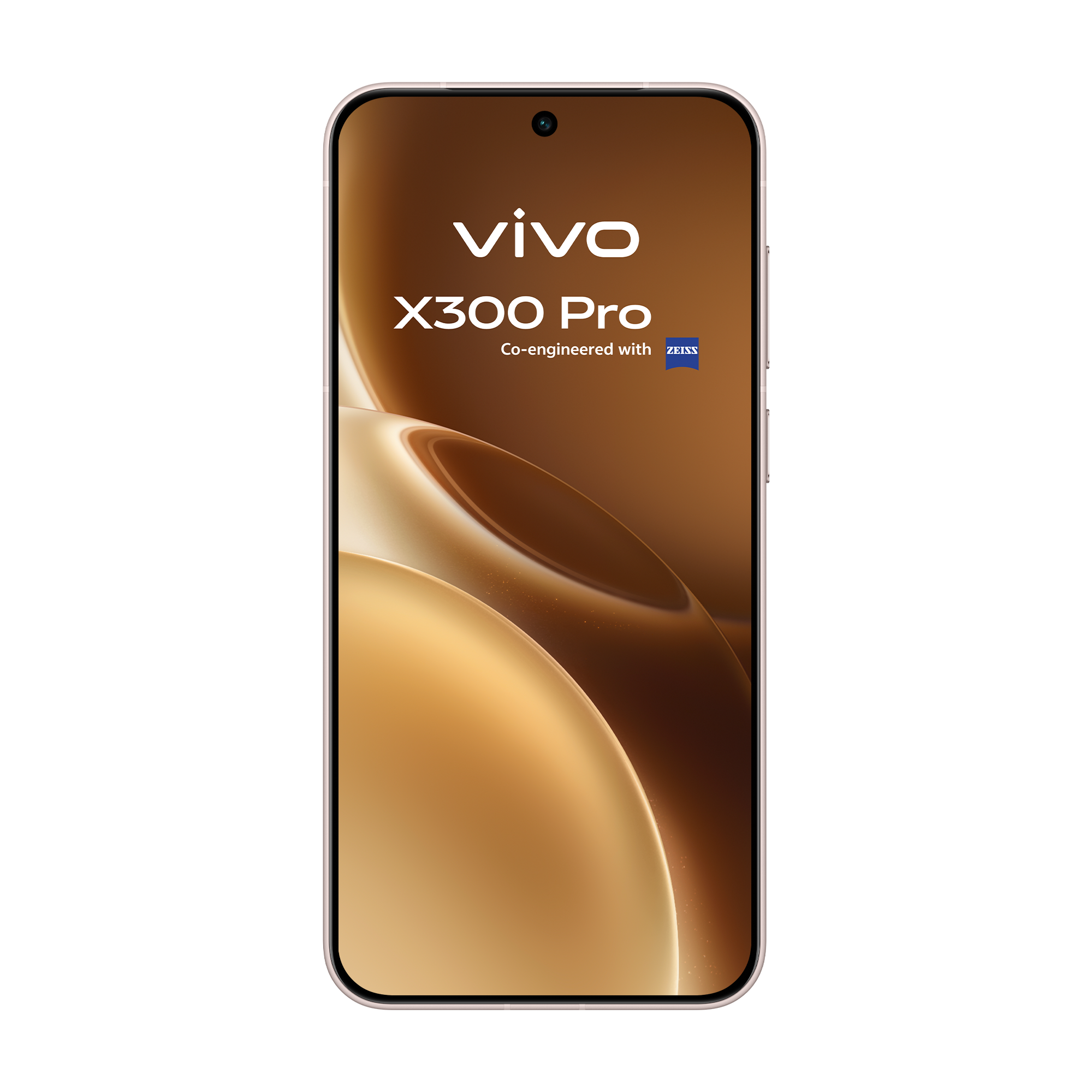 Smartphone Vivo X300 Pro, co-diseñado con Zeiss, en dorado.