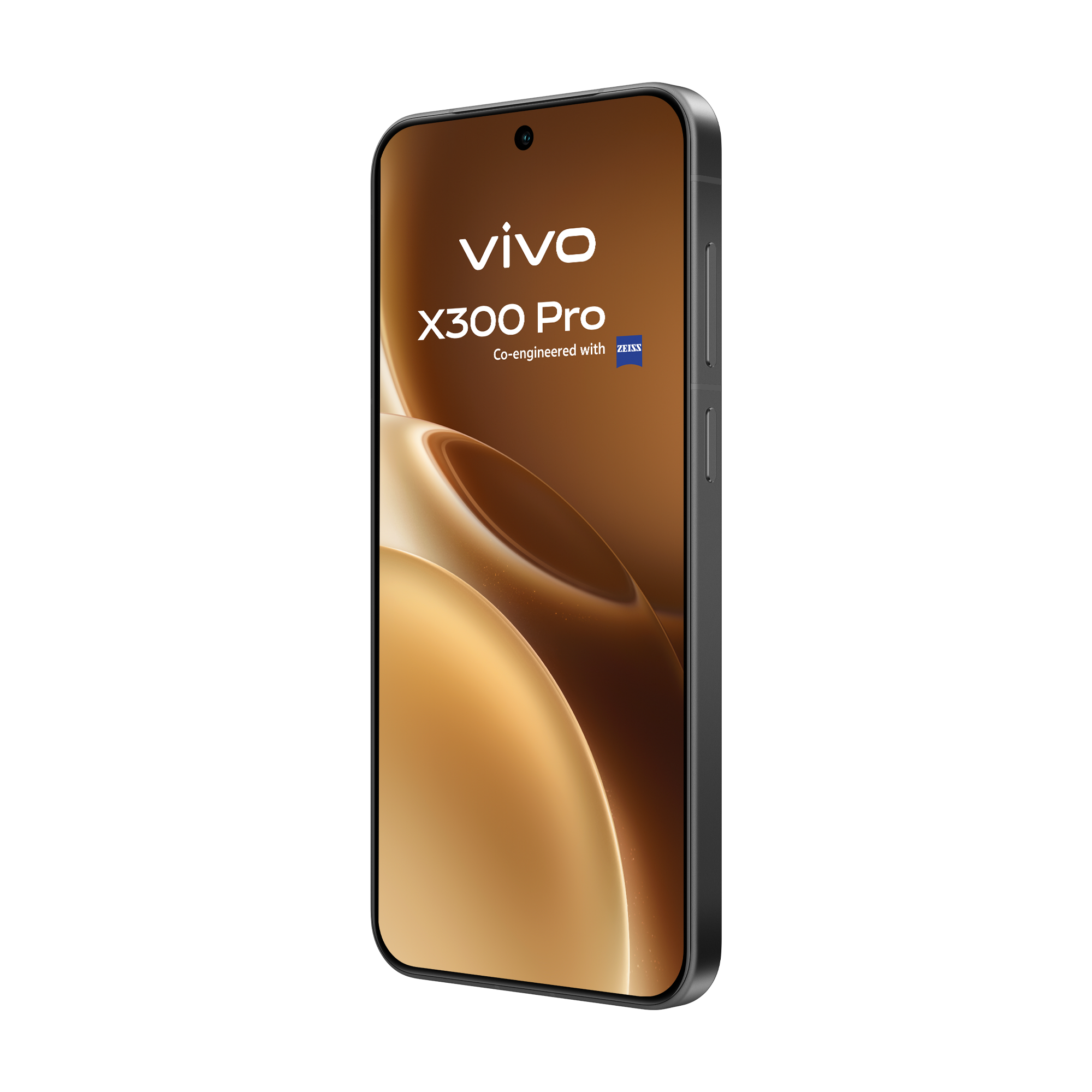 Un smartphone Vivo X300 Pro con fondo dorado.