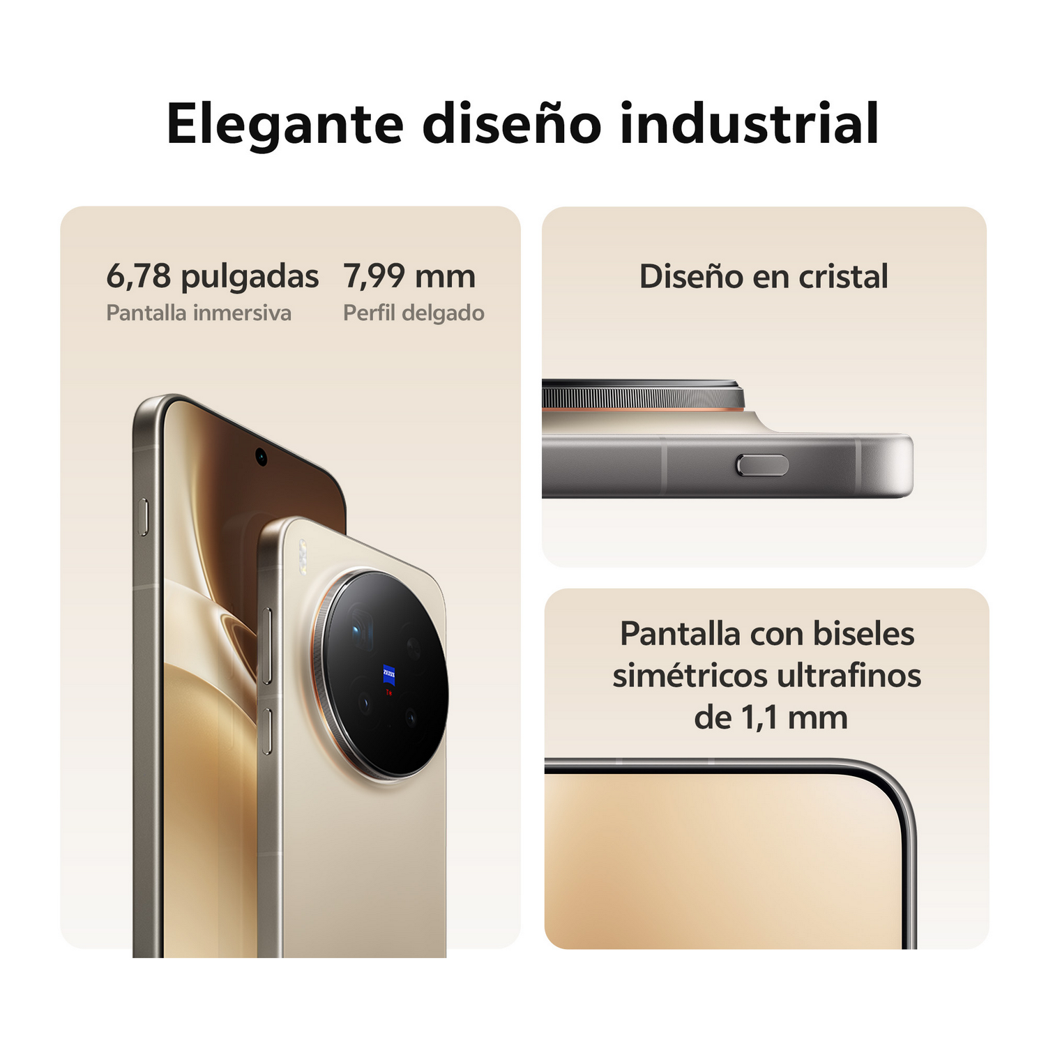 Diseño elegante: Un smartphone con pantalla de 6,78 pulgadas, perfil de 7,99 mm y cristal.