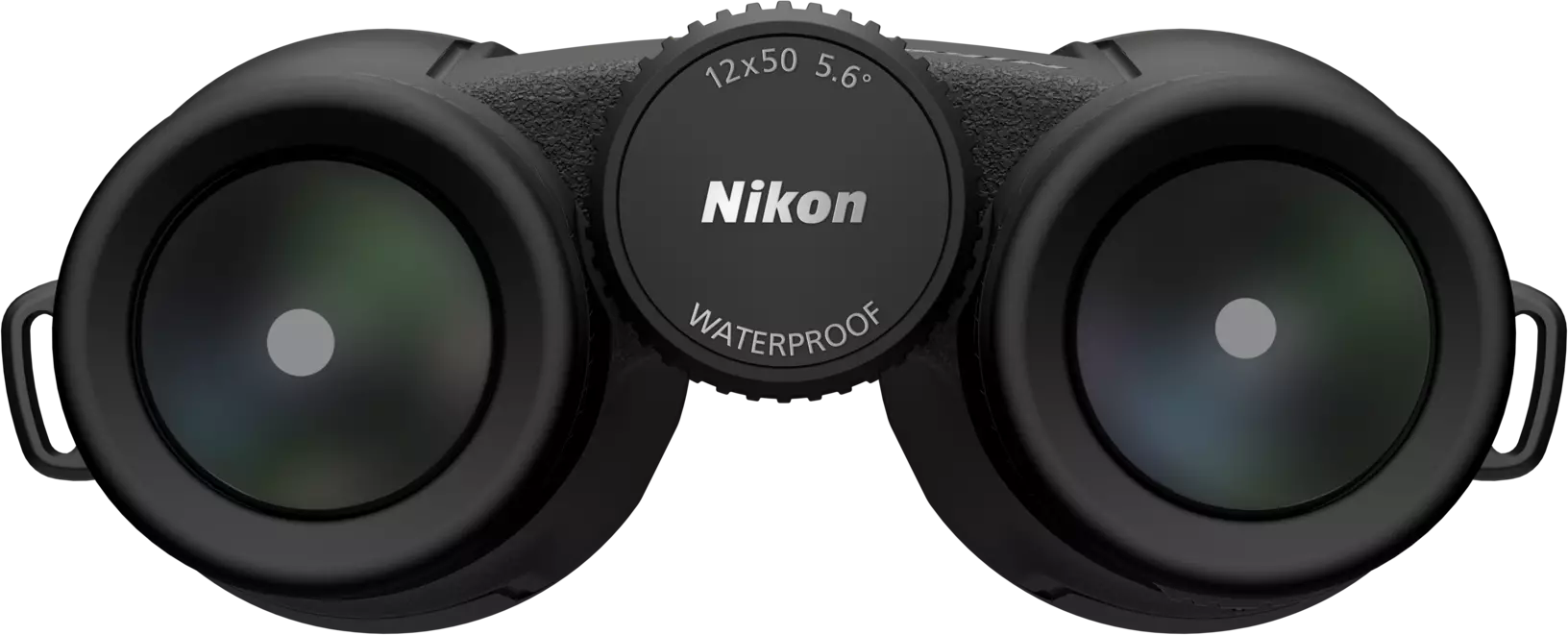 Schwarze Nikon Fernglas mit 12x50 Vergrößerung und wasserdichtem Gehäuse.