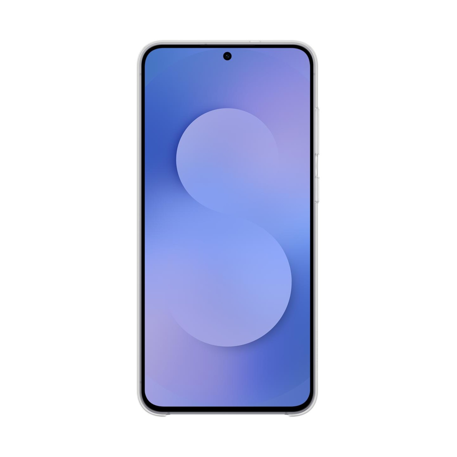 Uno smartphone moderno con un grande sfondo blu. Lo schermo è spento.