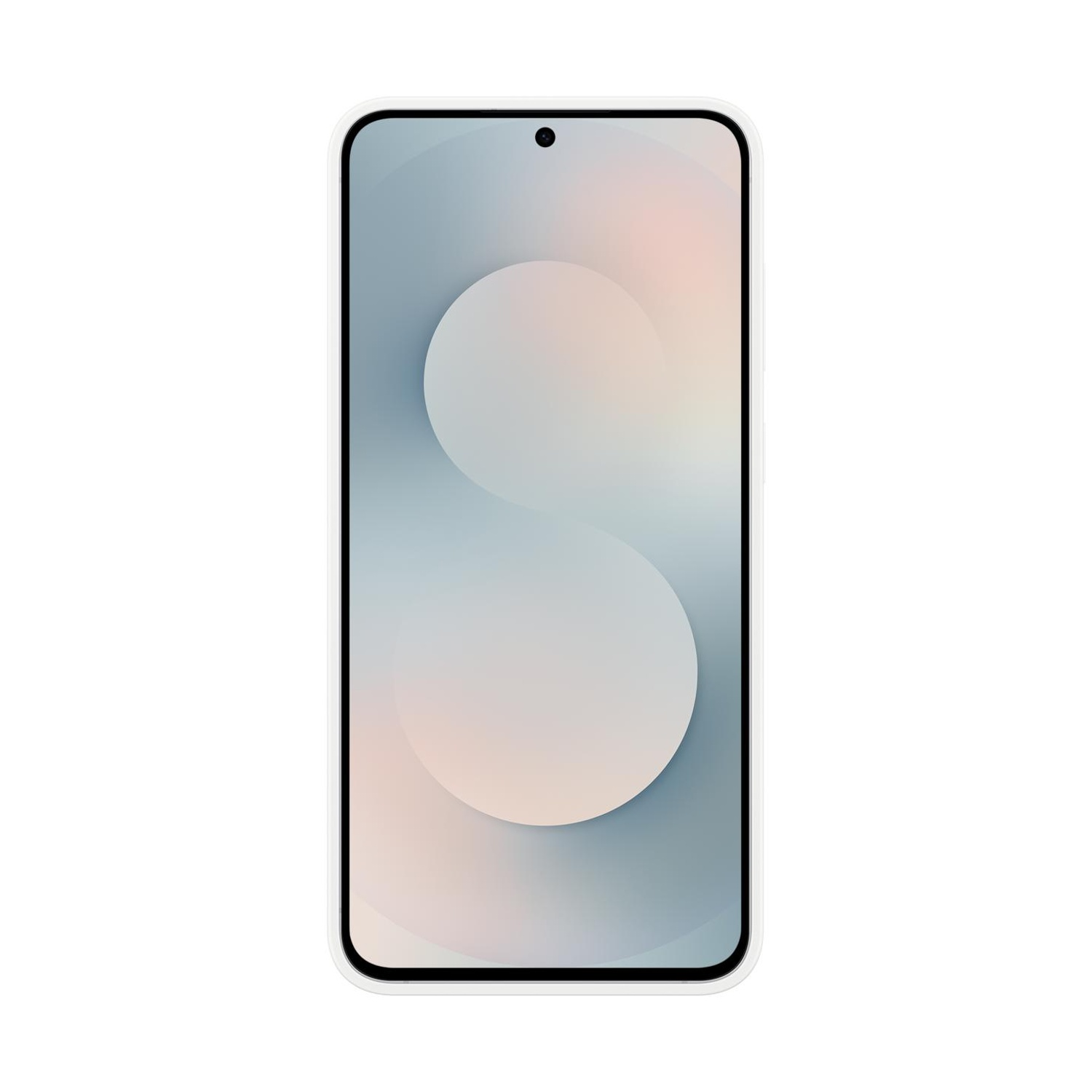 Uno smartphone bianco con uno sfondo astratto sul suo schermo.