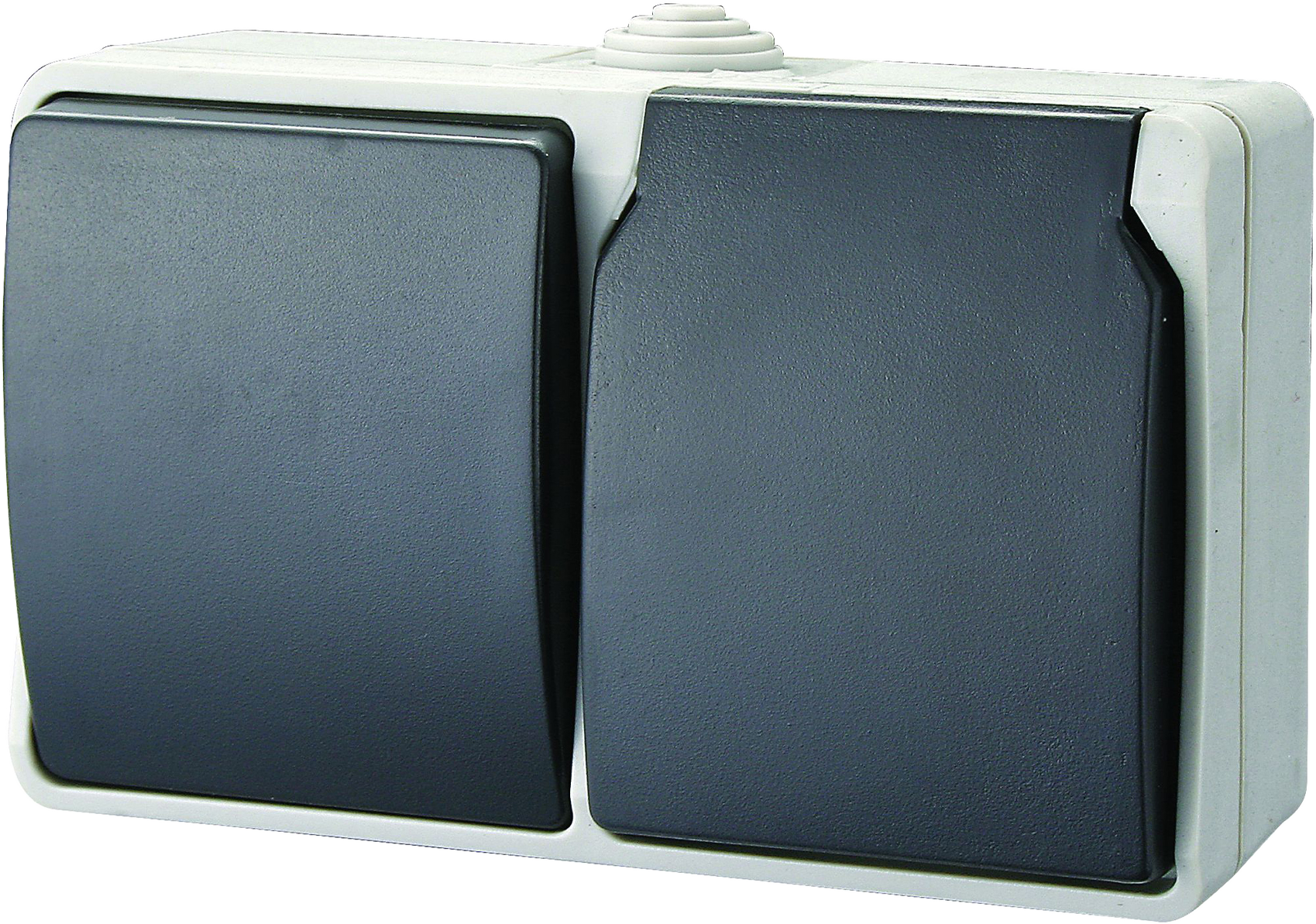 GAO Falon kívüli váltókapcsoló és csatlakozóaljzat, 1 billenő, aljzat, 10 A/16 A, IP54, szürke (9878H)