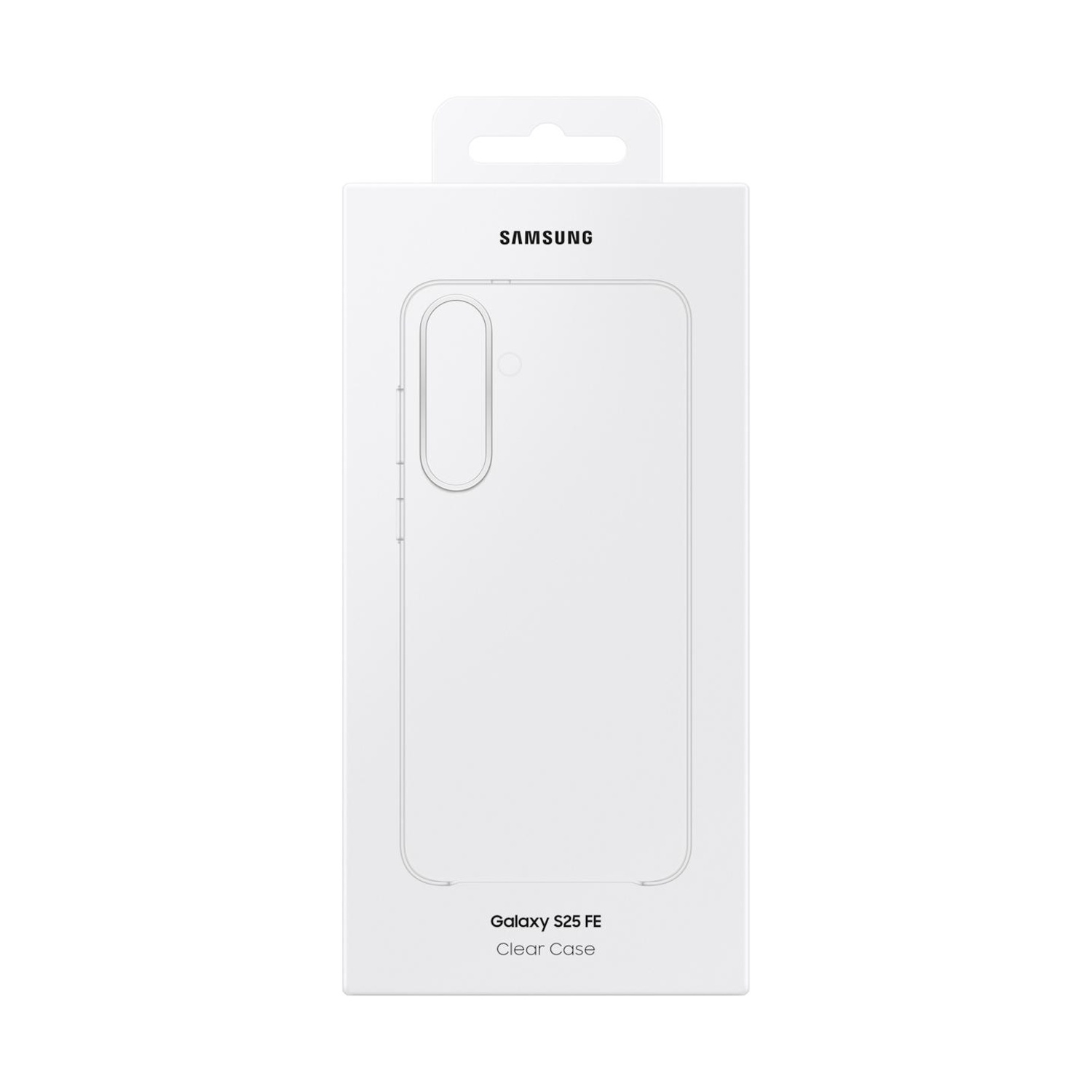 Confezione custodia trasparente Samsung Galaxy S25 FE.