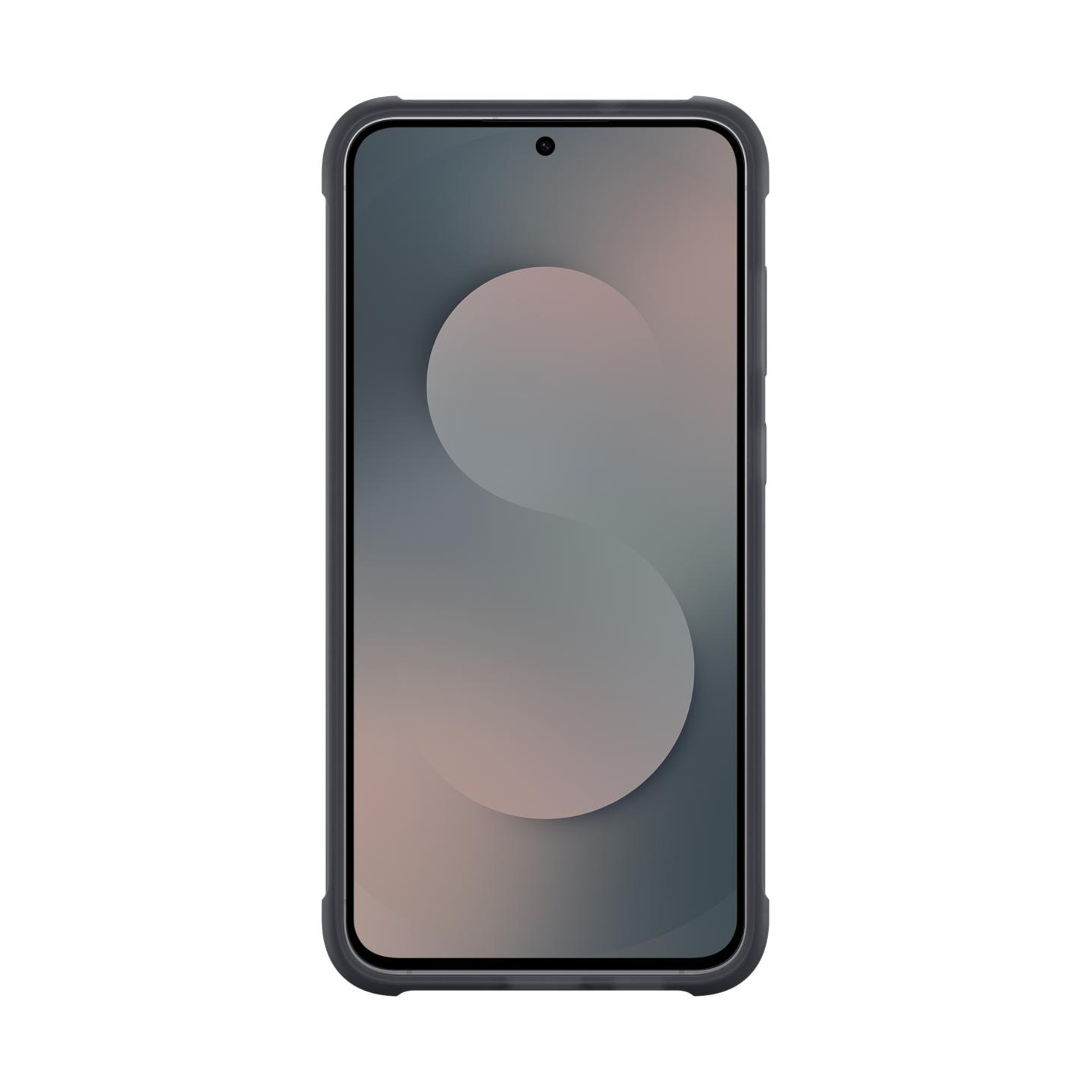 Uno smartphone scuro con uno sfondo astratto sul suo schermo.