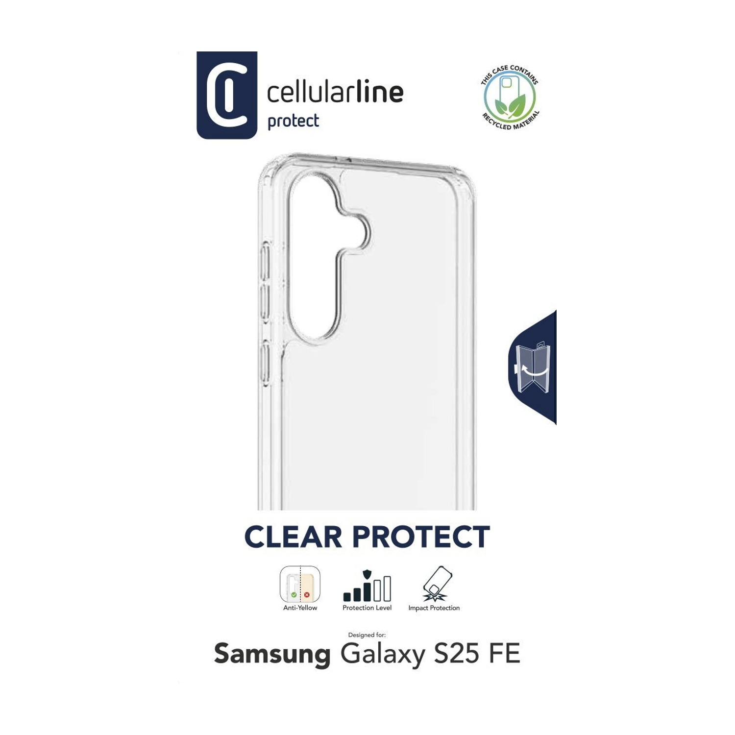 Custodia protettiva trasparente per Samsung Galaxy S25 FE in materiale riciclato.