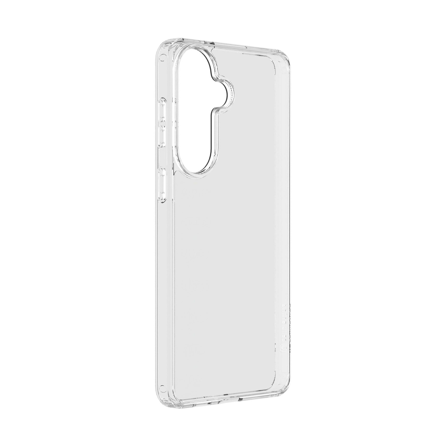 Una cover trasparente per telefono con ritaglio per fotocamera.