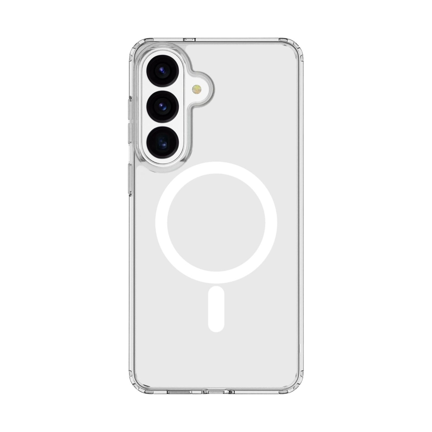 Custodia trasparente per telefono con tre lenti e cerchio magnetico.