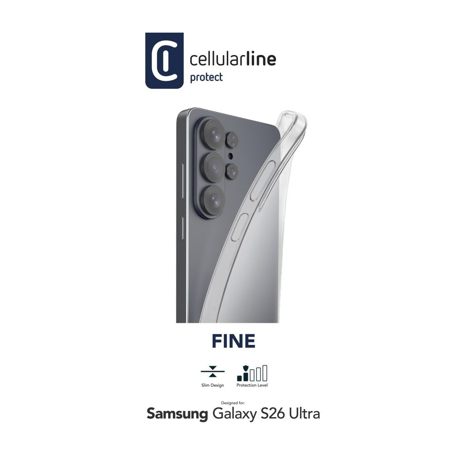 Una custodia trasparente per Samsung Galaxy S26 Ultra.