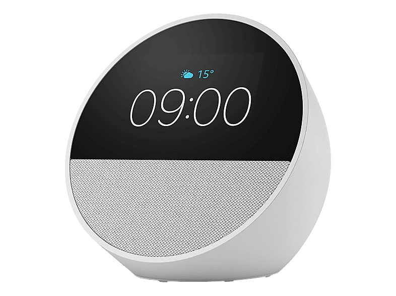 AMAZON Echo Spot Smarter Wecker mit Alexa (44,5-mm-Breitbandlautsprecher), Weiss