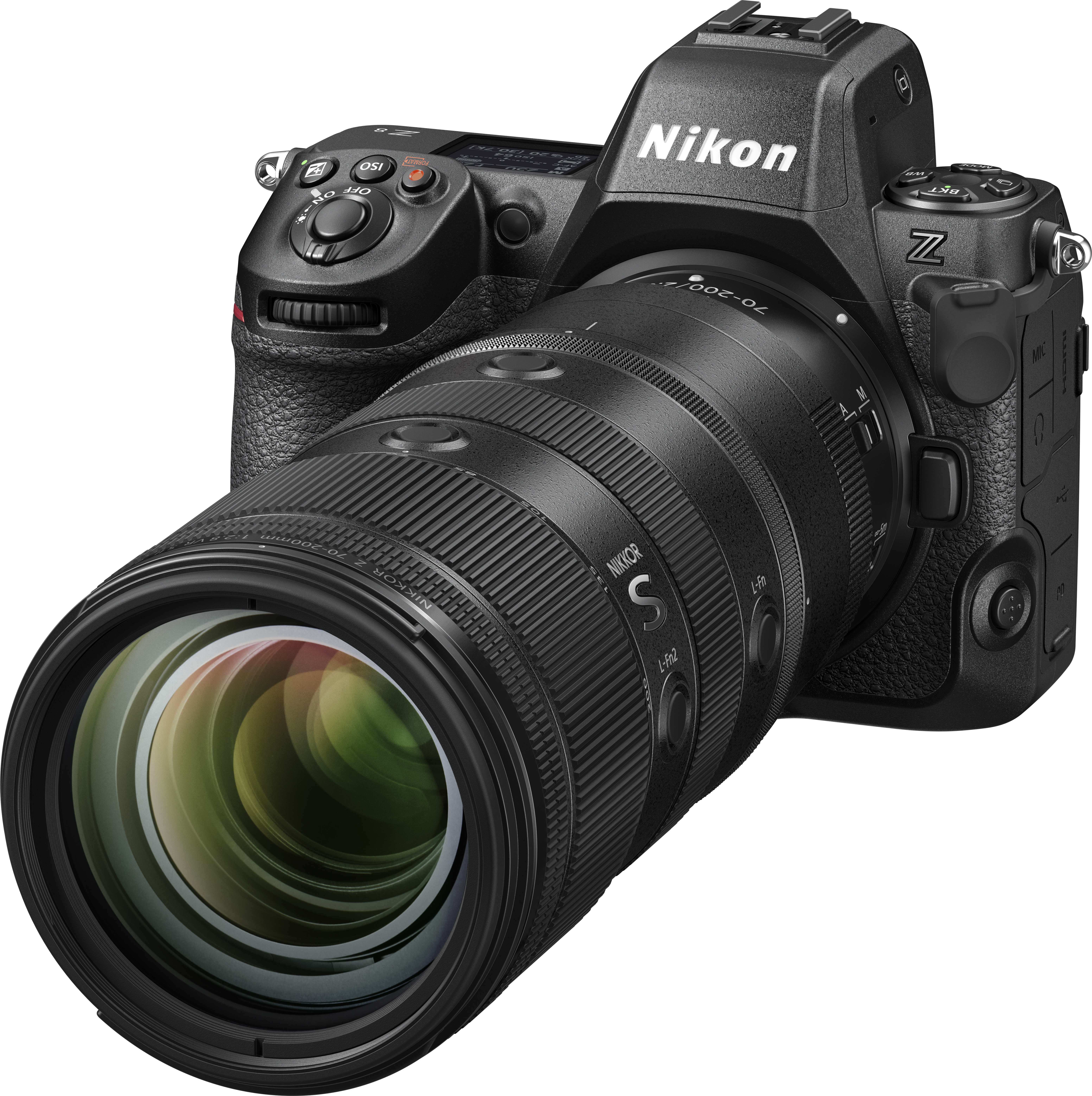 Un appareil photo Nikon Z noir avec un grand objectif.