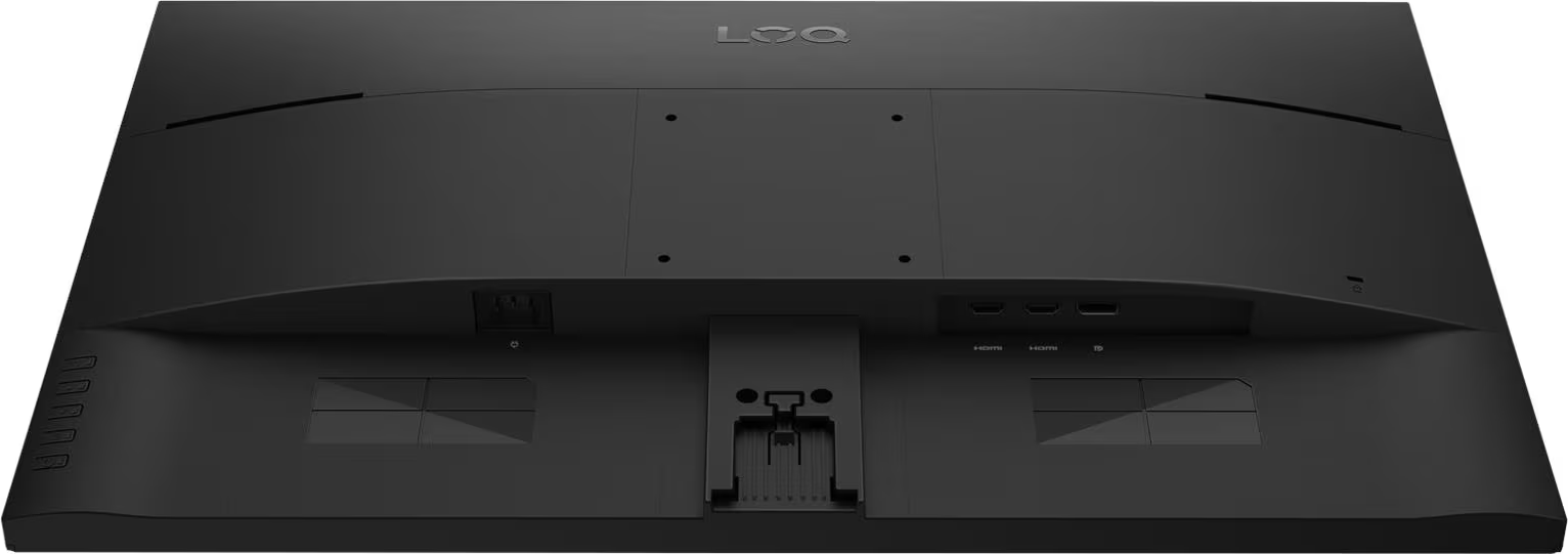 Arrière d'un moniteur noir avec ports et fentes d'aération.