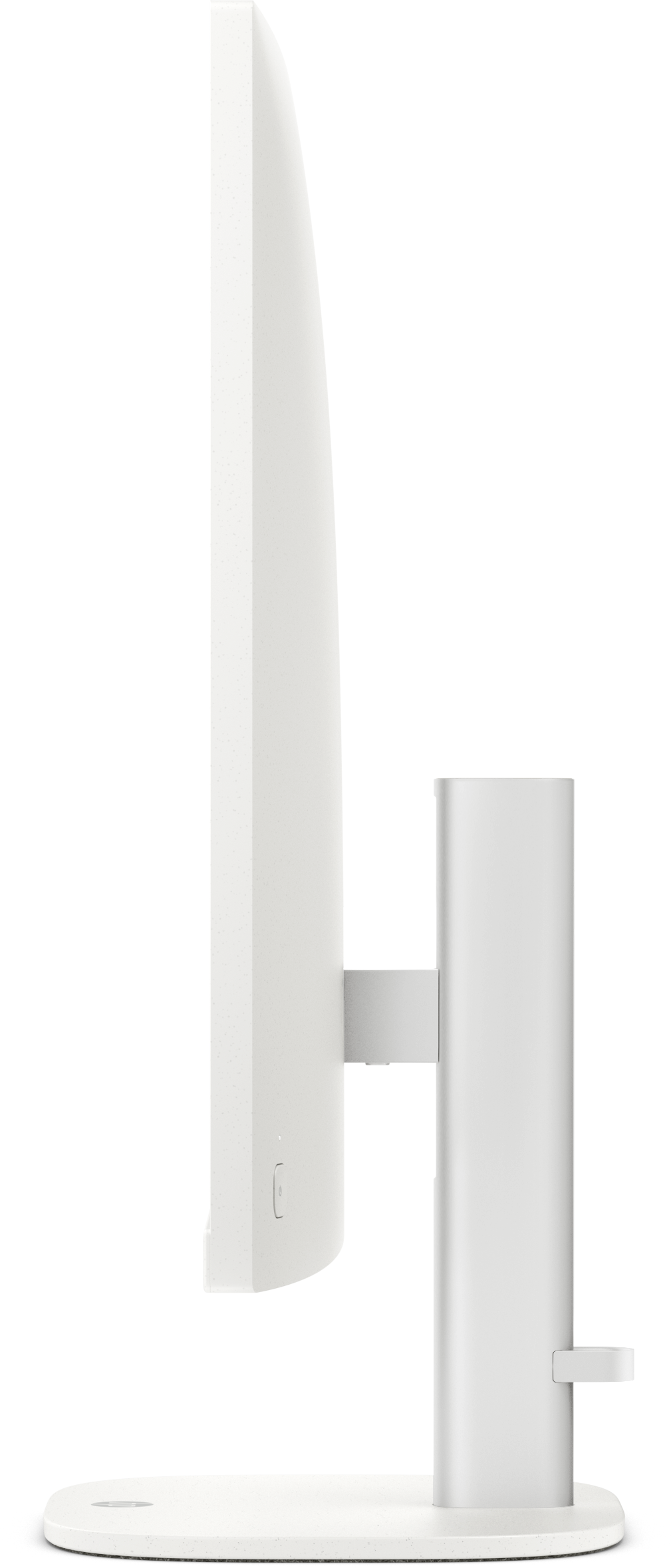Arrière de moniteur blanc avec support et alimentation intégrée.