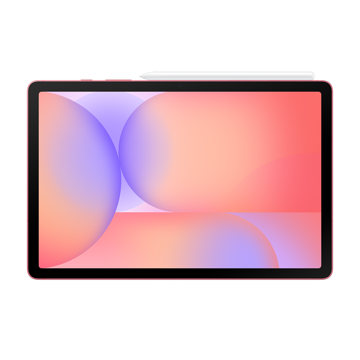 Üstünde beyaz kalem bulunan pembe tablet. Ekran gradyan görüntülüyor.
